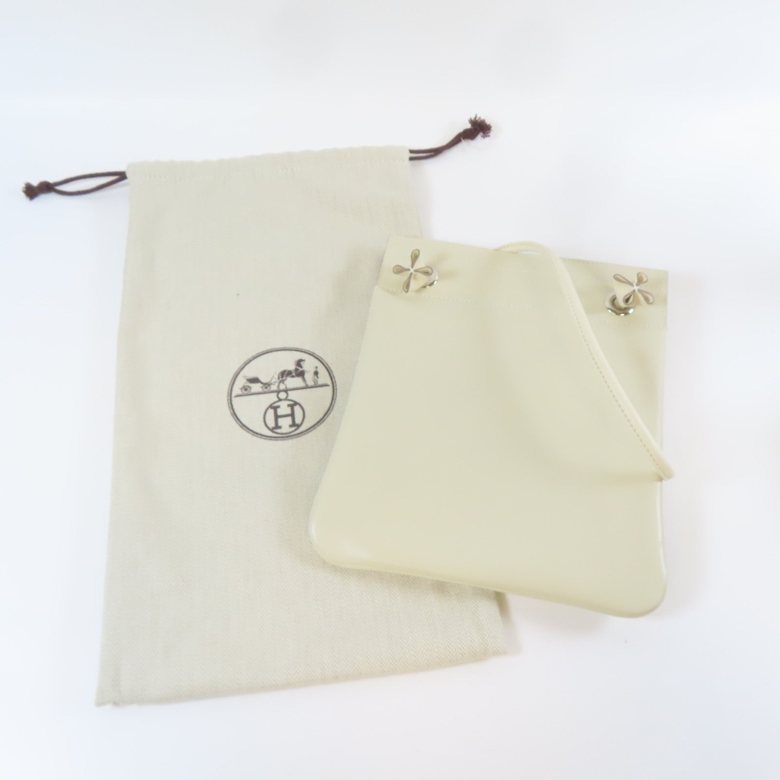 HERMES 【激減優惠】Veau Swift皮革Aline銀扣肩背袋白色