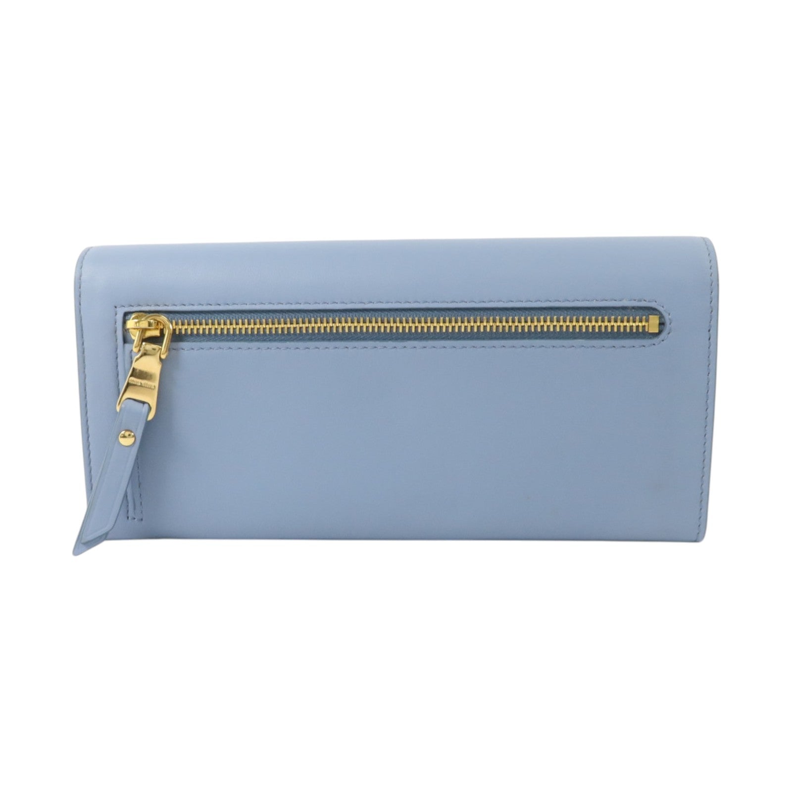 Miu Miu 牛皮皮革Long Flap Wallet with Pass Case金扣長錢包