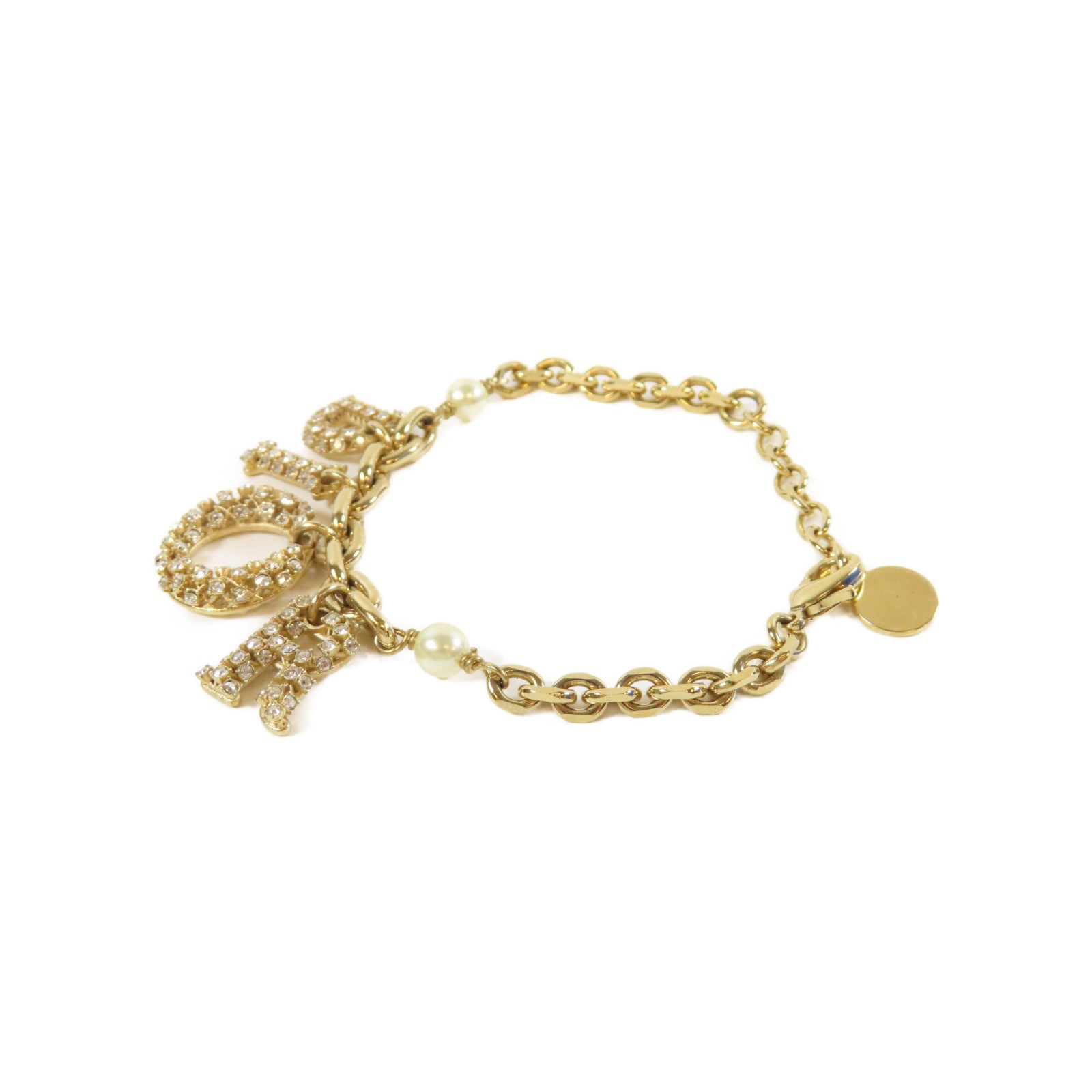 Dior 【激減優惠】金屬Crystal Bracelet水晶手鏈金色#19cm
