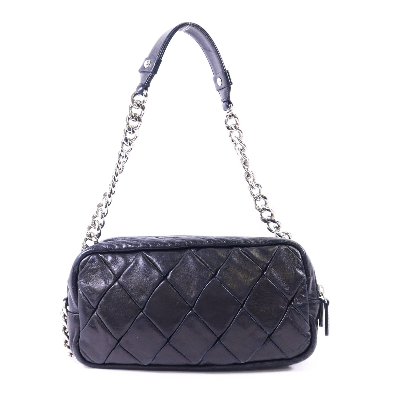 CHANEL 牛皮皮革Chain Shoulder銀扣鏈帶肩背袋