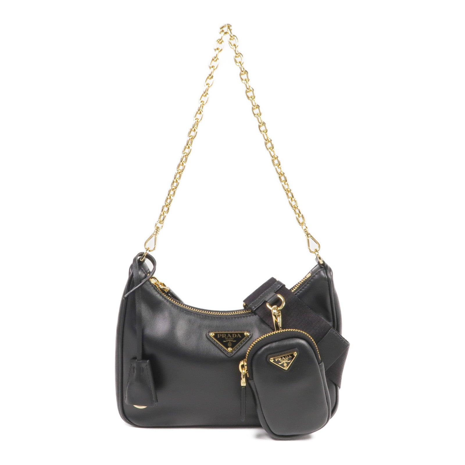 PRADA 皮革Re-Edition 2005金扣肩背袋