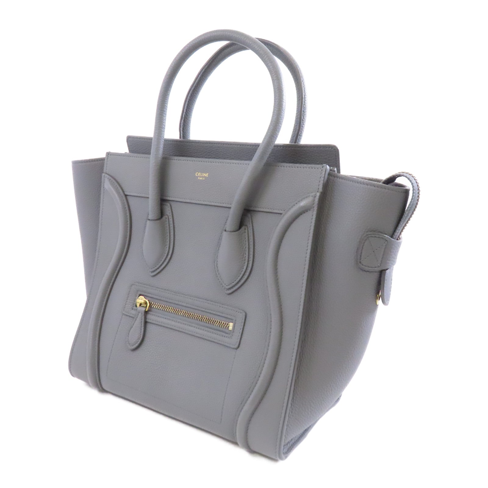 CELINE 牛皮皮革Mirco Luggage金扣手挽袋灰色