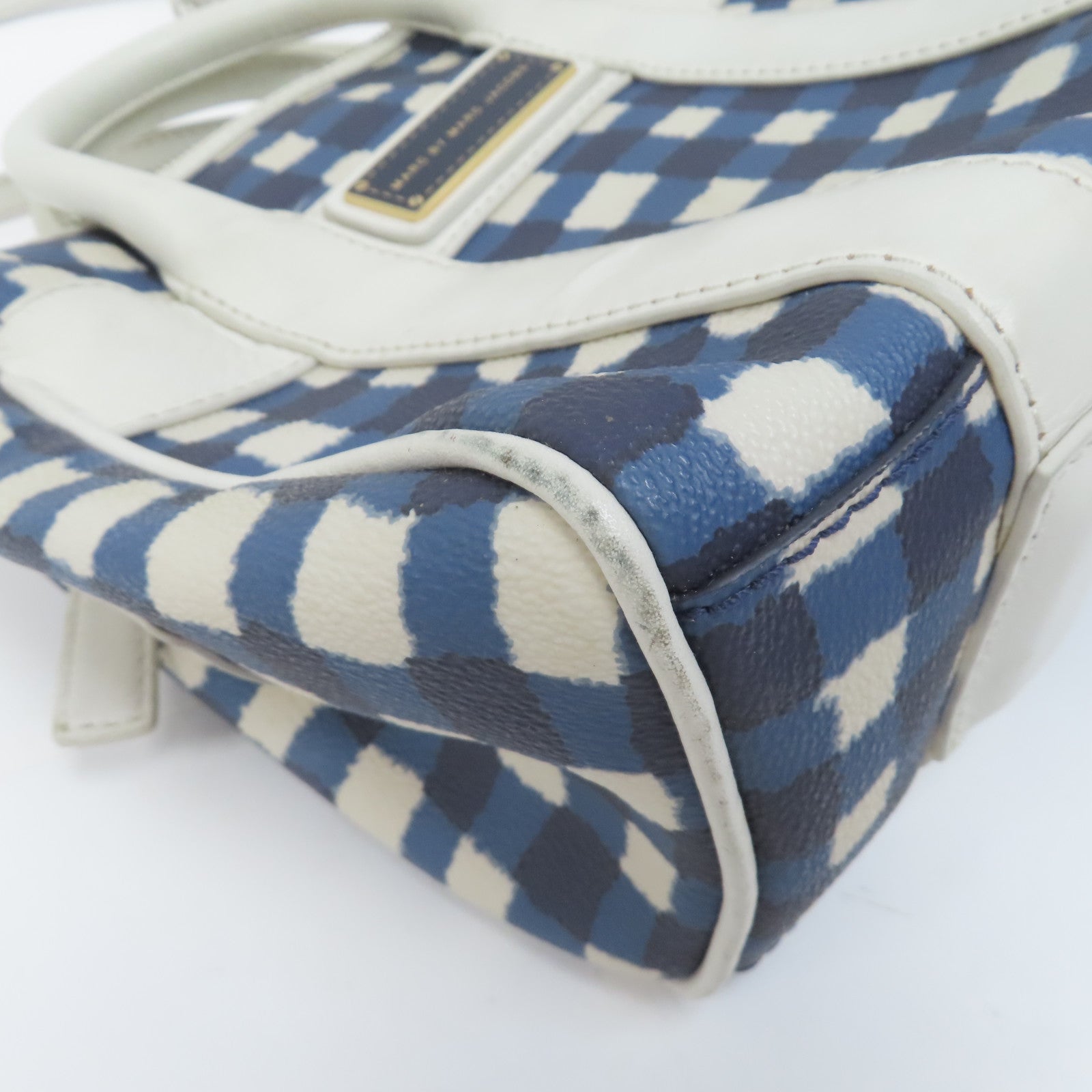 MARC BY MARC JACOBS (PRICE DOWN) GHW Chain Shoulder Bag 2Way Calfskin Leather Blue/White