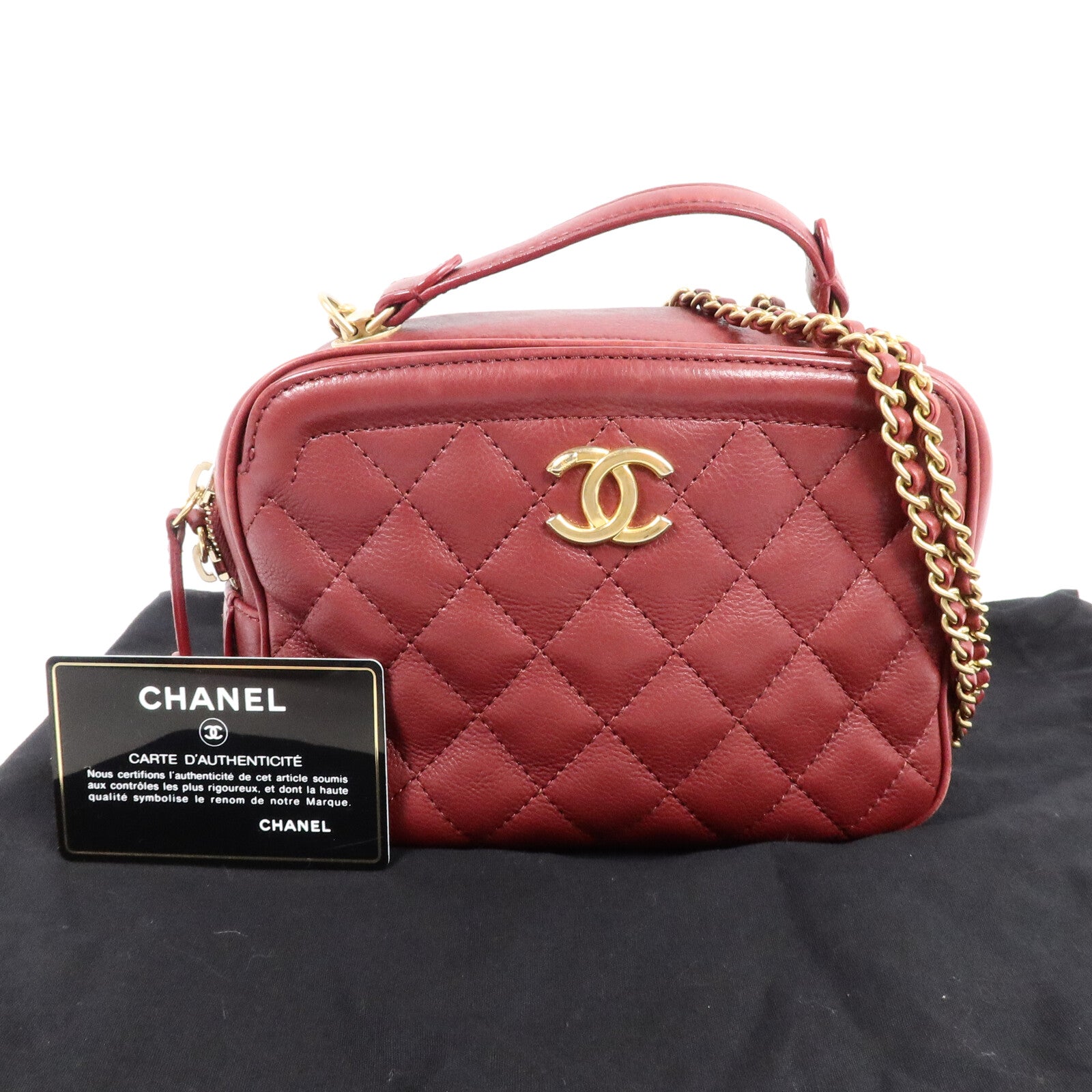 CHANEL 羊皮皮革Cosmetic Vanity Case手挽肩背兩用袋