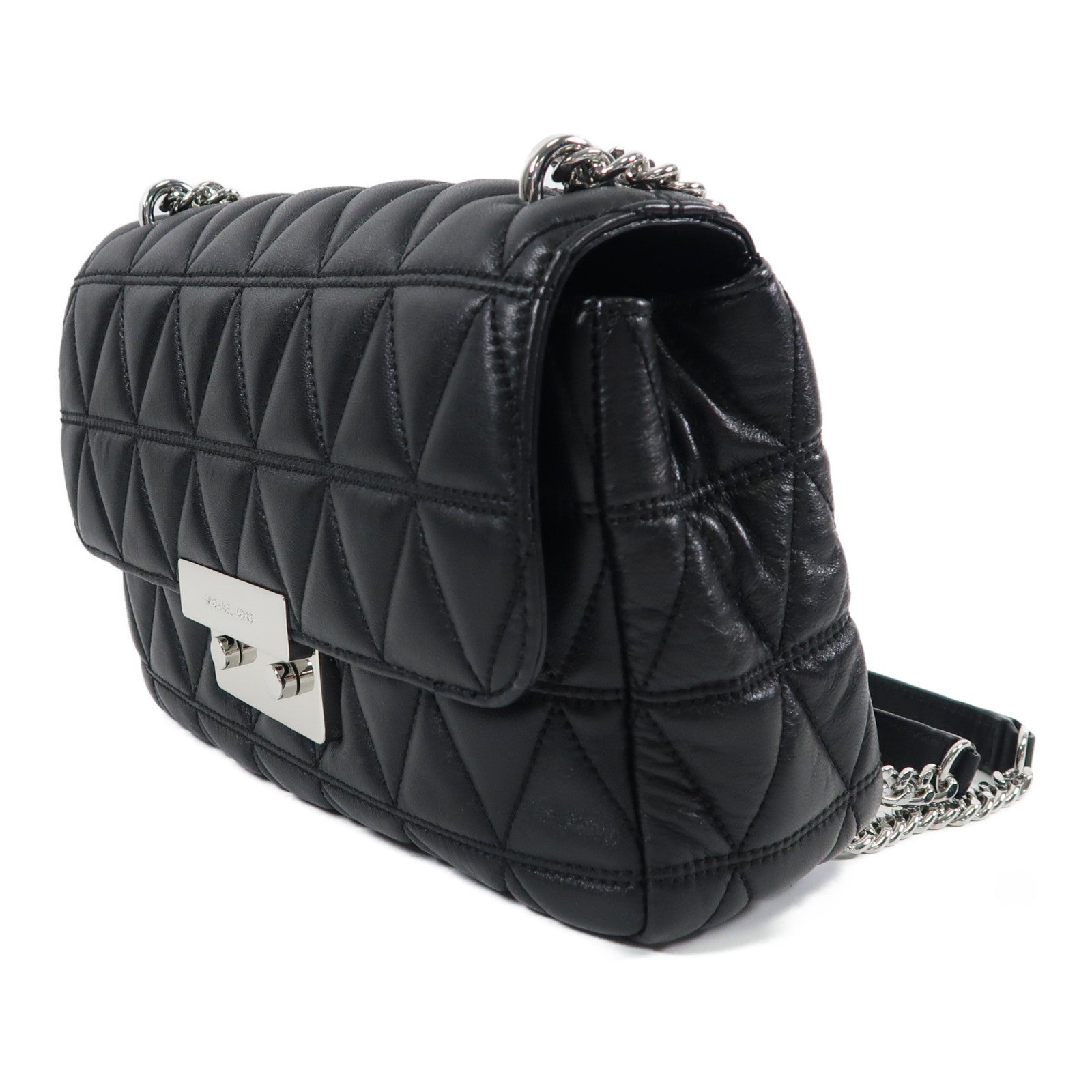 Michael Kors 牛皮皮革Chain Shoulder銀扣鏈帶肩背袋
