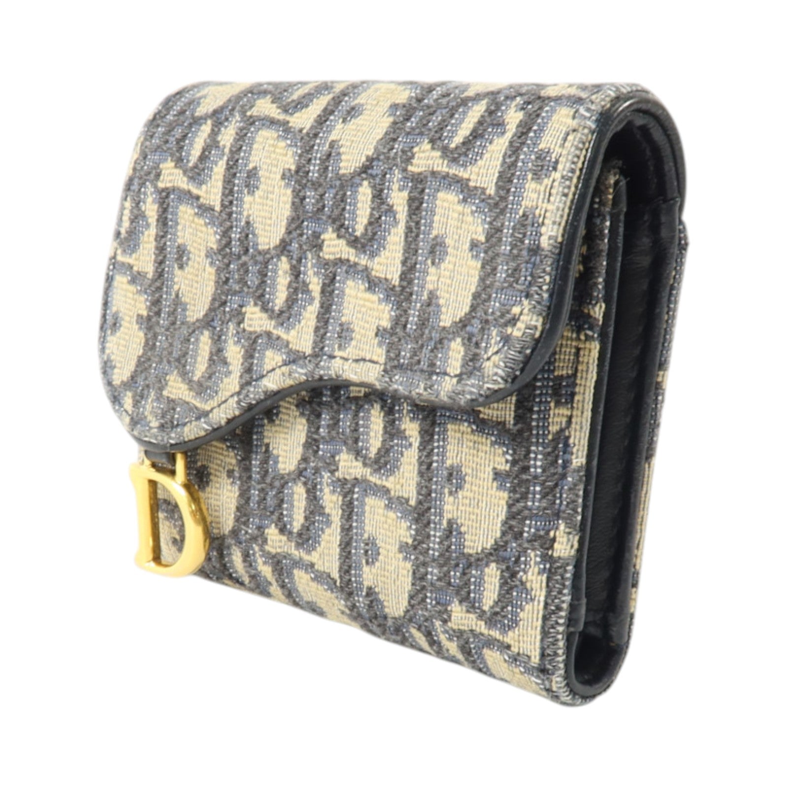 Dior Oblique帆布Saddle Lotus Wallet金扣錢包
