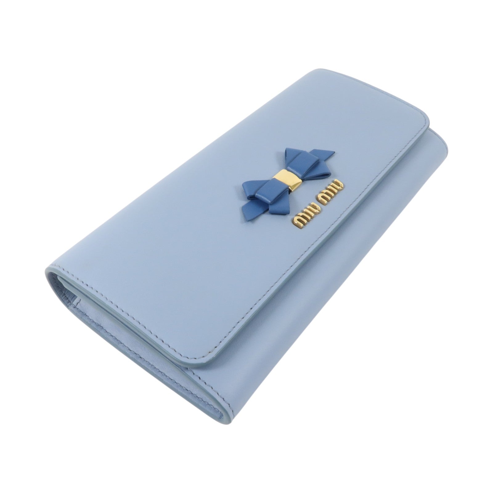 Miu Miu 牛皮皮革Long Flap Wallet with Pass Case金扣長錢包