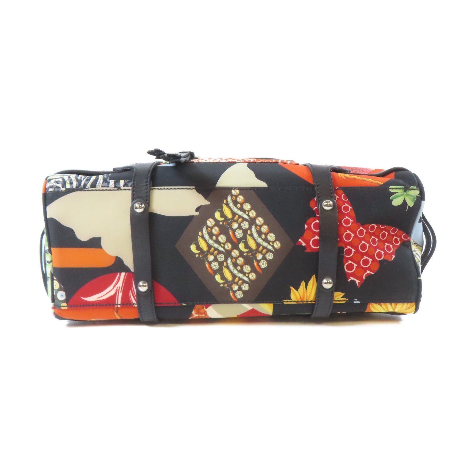 Salvatore Ferragamo 帆布Shoulder Bag銀扣手挽肩背兩用袋黑色/彩色