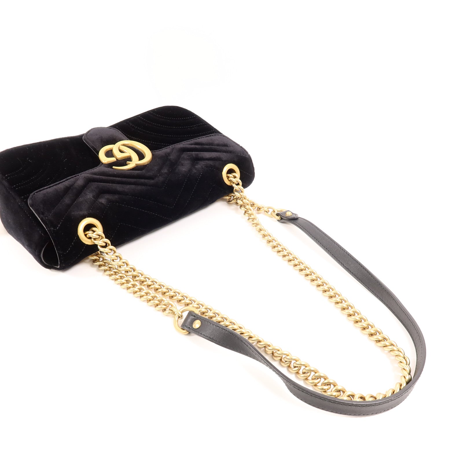 GUCCI 天鵝絨GG Marmont Shoulder Bag鏈帶肩背袋