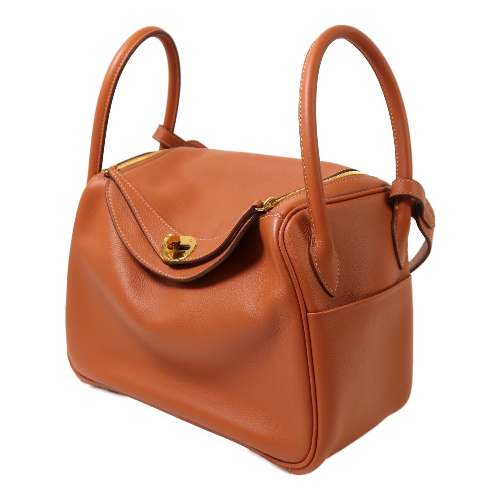 HERMES Evercolor皮革Lindy 26金扣手挽肩背兩用袋Cuivre