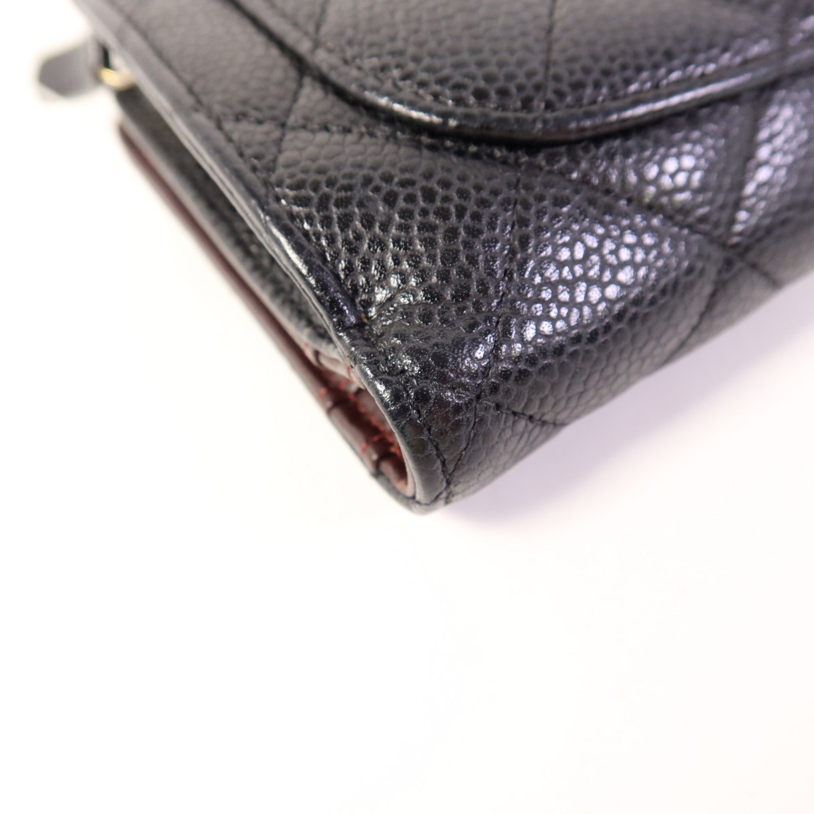 CHANEL 牛皮皮革Bifold Wallet金扣錢包