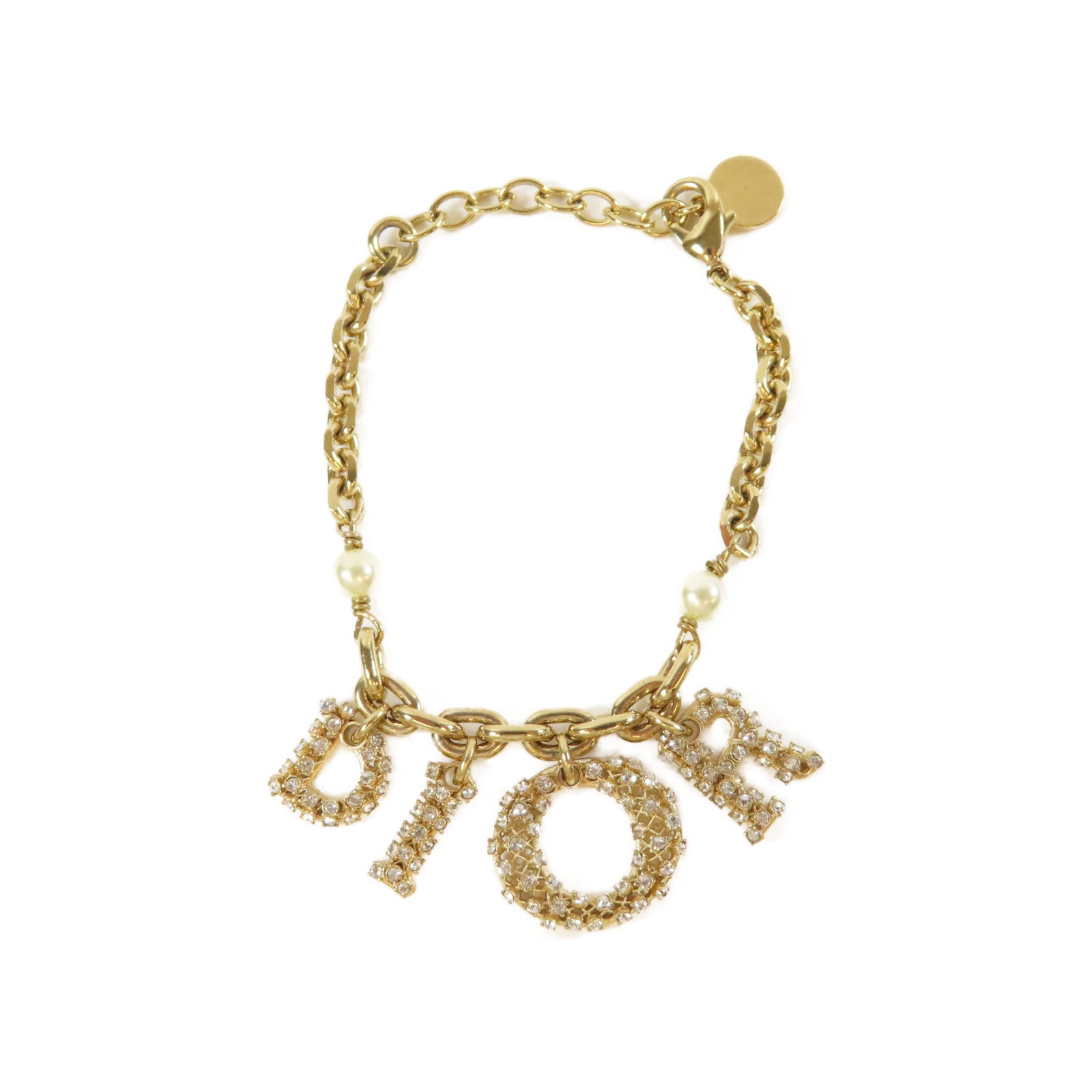 Dior 【激減優惠】金屬Crystal Bracelet水晶手鏈金色#19cm