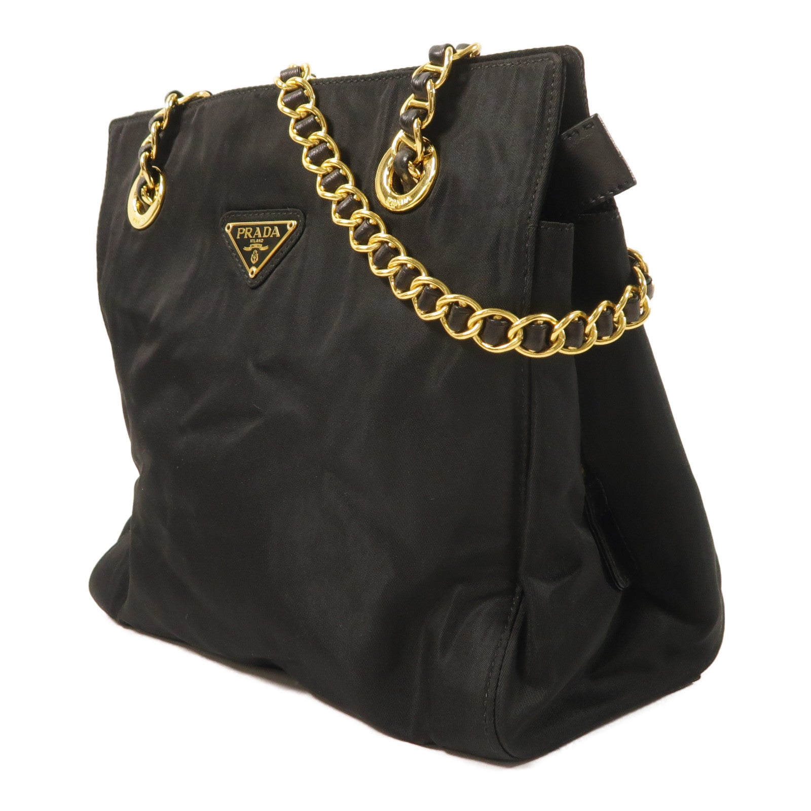 PRADA 尼龍Tote Bag金扣鏈帶肩背袋