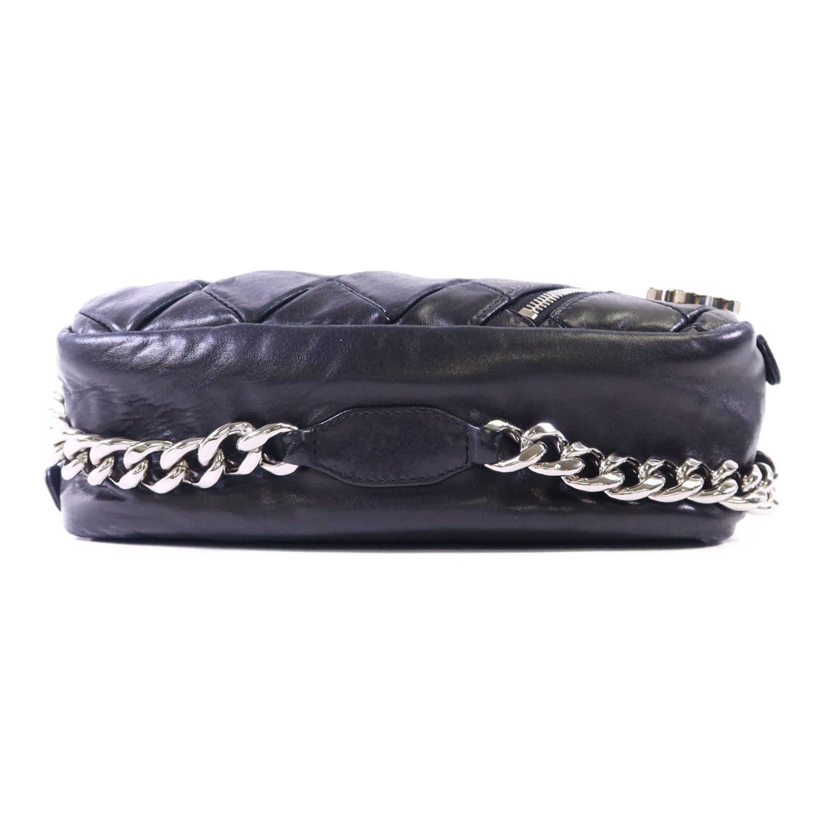 CHANEL 牛皮皮革Chain Shoulder銀扣鏈帶肩背袋