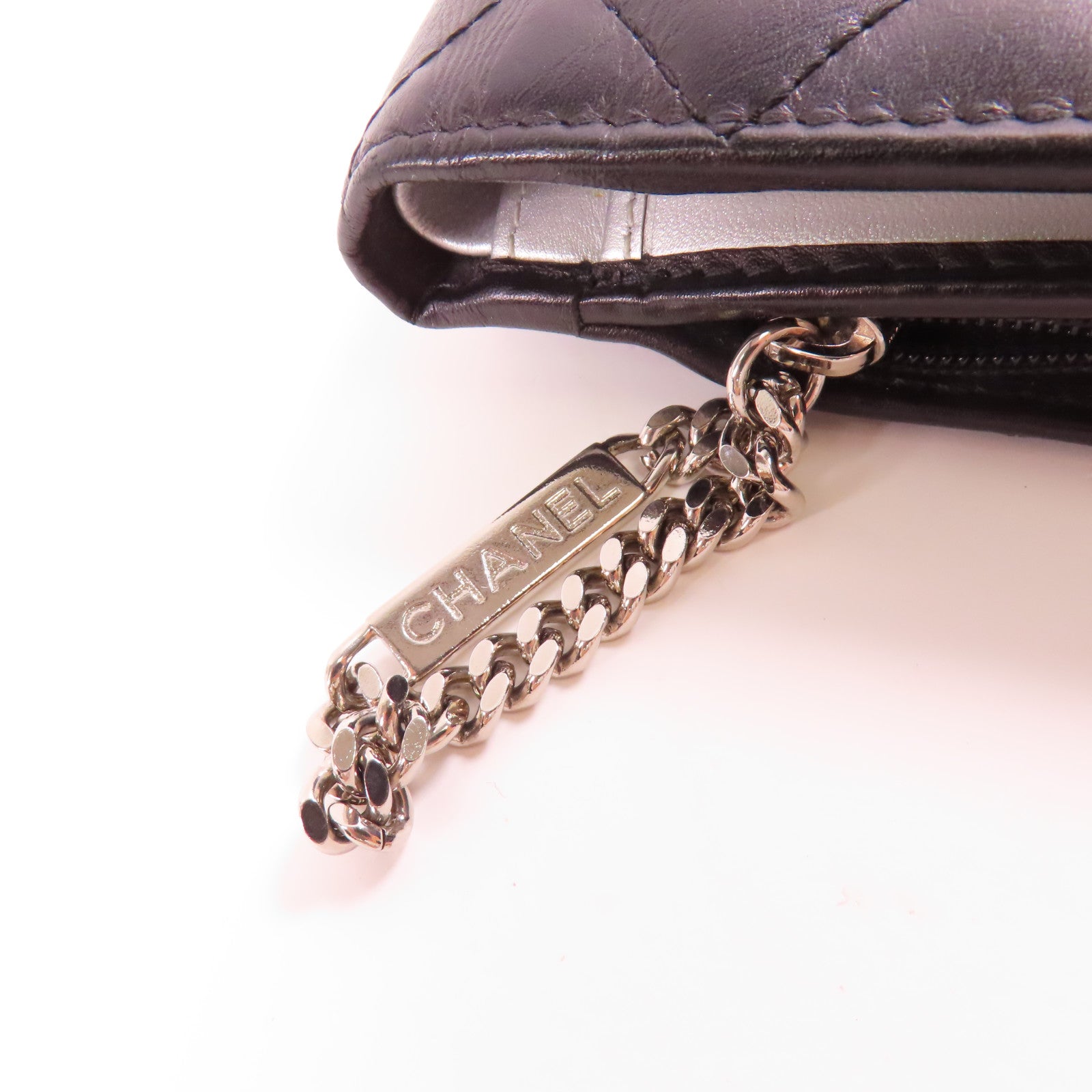 CHANEL 牛皮皮革Cambon Wallet銀扣錢包