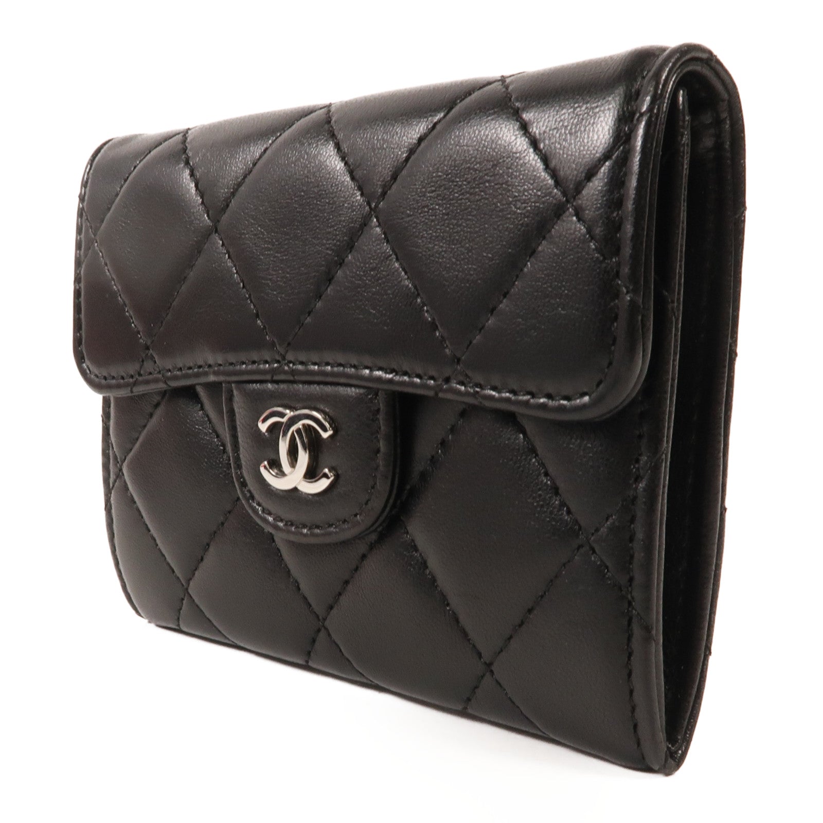 CHANEL 羊皮皮革Card Holder銀扣卡片套