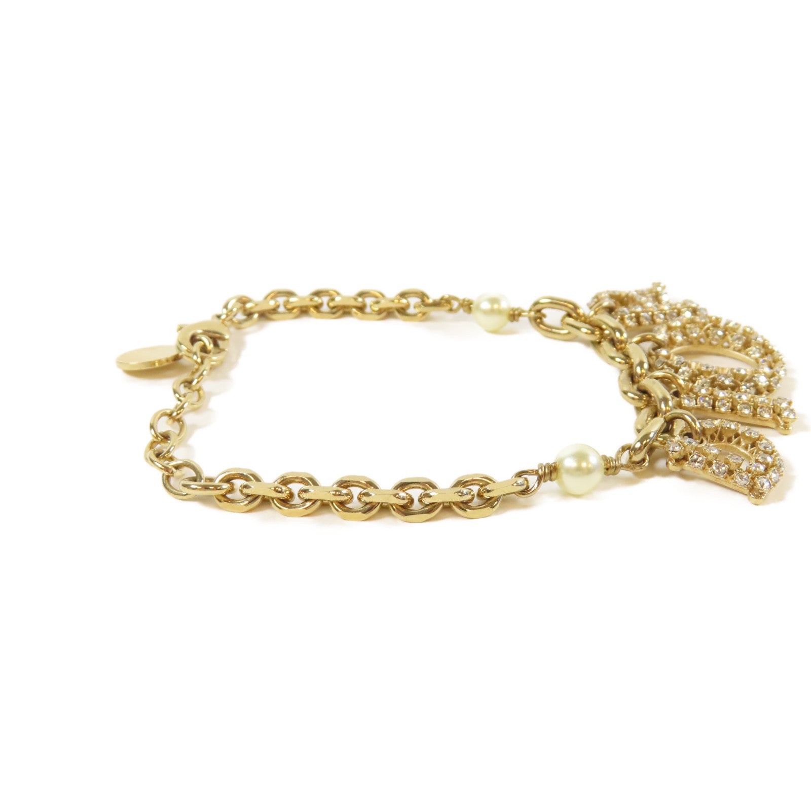 Dior 【激減優惠】金屬Crystal Bracelet水晶手鏈金色#19cm