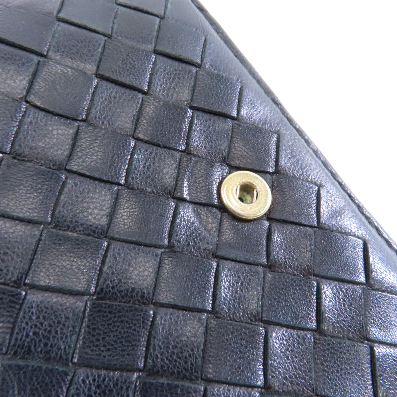 BOTTEGA VENETA 織紋皮革Bifold Wallet金扣錢包黑色