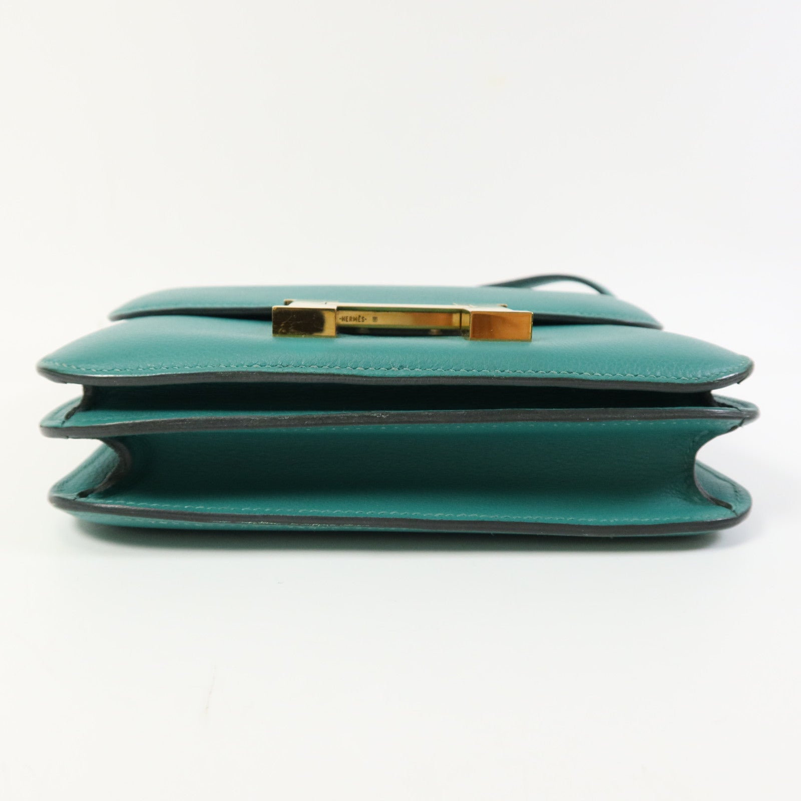 HERMES 【激減優惠】Evercolor皮革Constance Mini金扣肩背袋Vert Vertigo