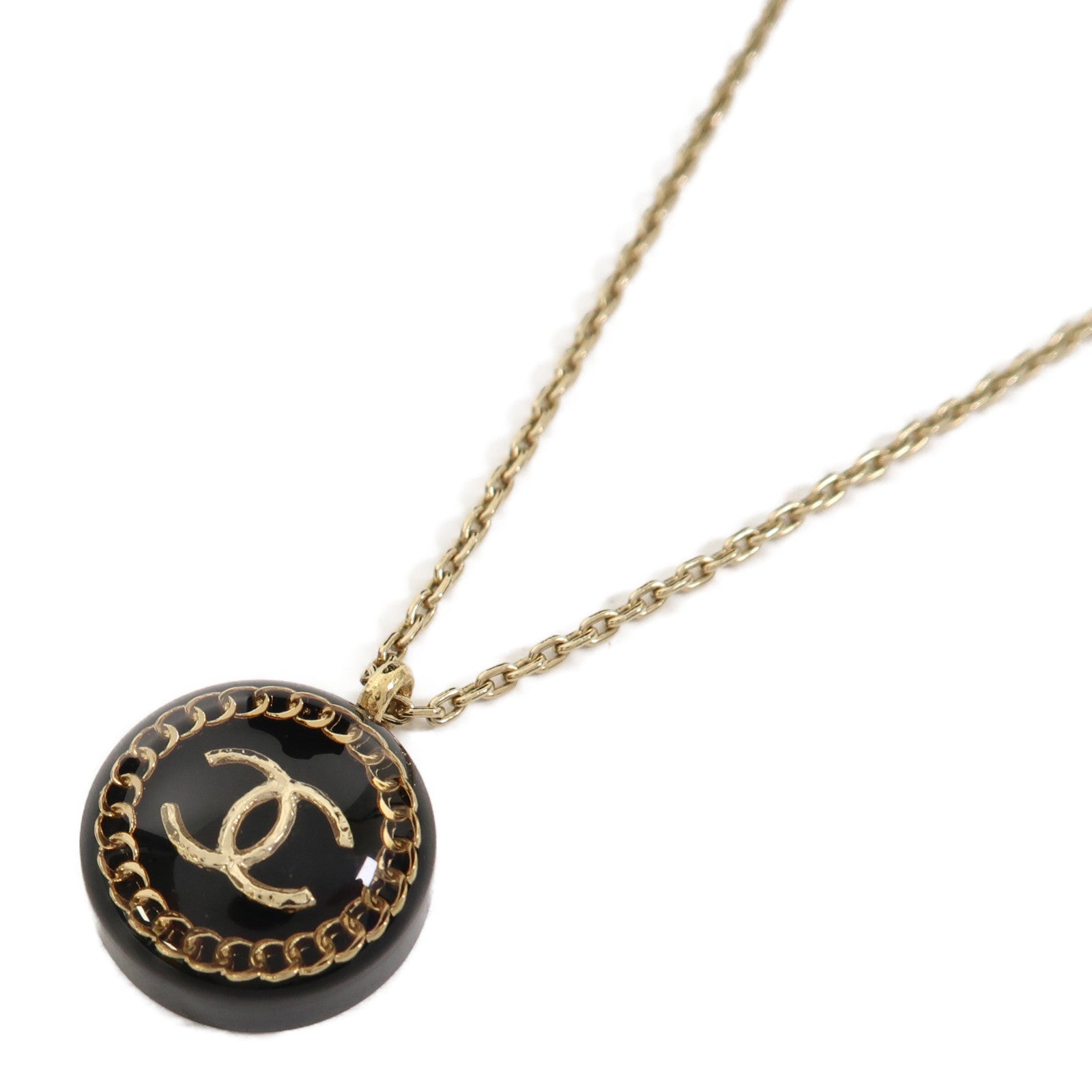 CHANEL 金屬/PVC Necklace項鍊黑色/金色