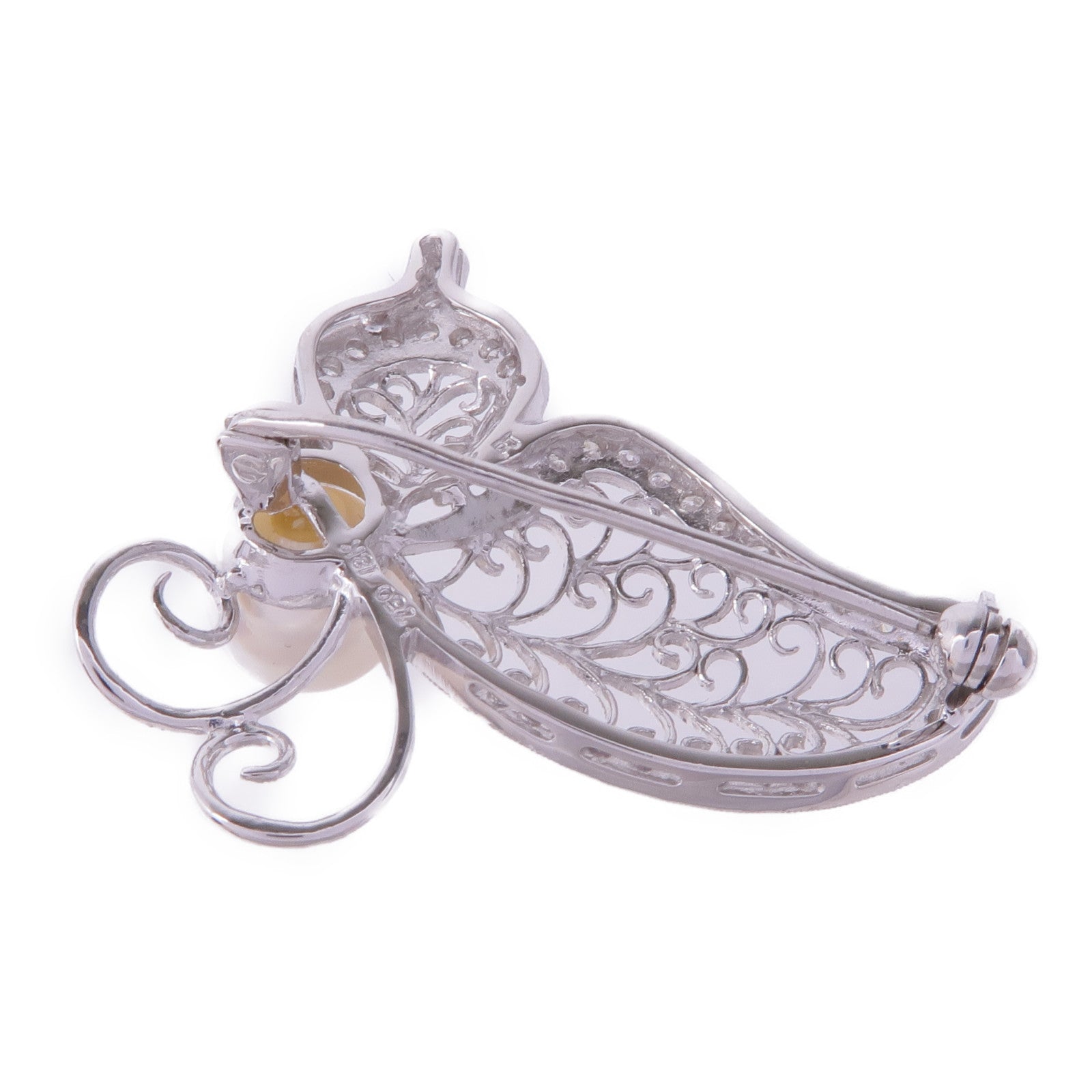 JEWELRY 18K白金Diamond Pearl Brooch珍珠/鑽石胸針