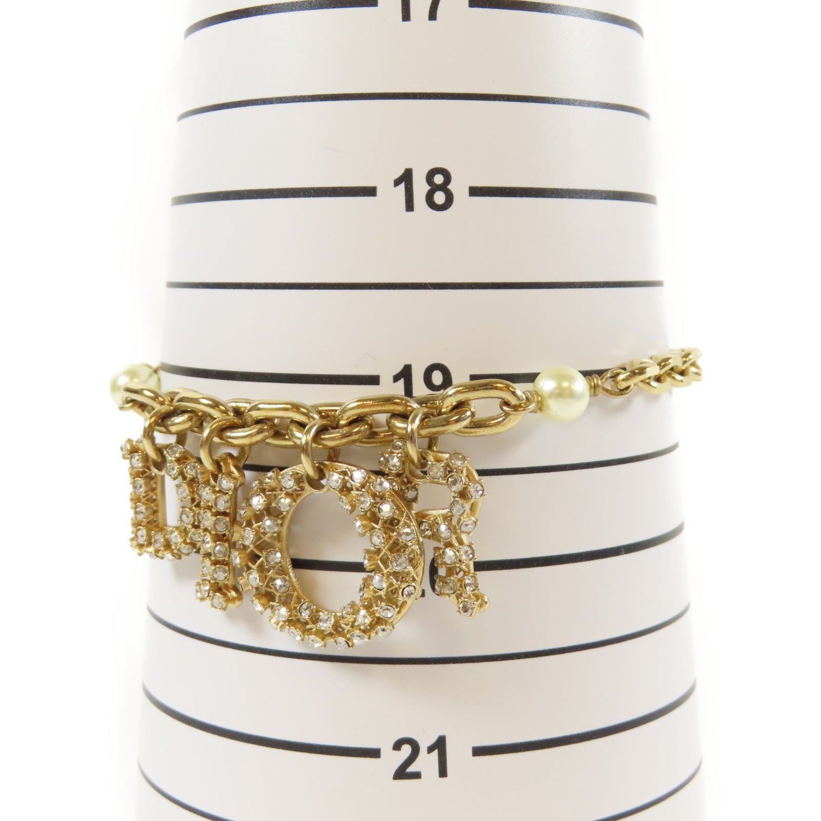 Dior 【激減優惠】金屬Crystal Bracelet水晶手鏈金色#19cm