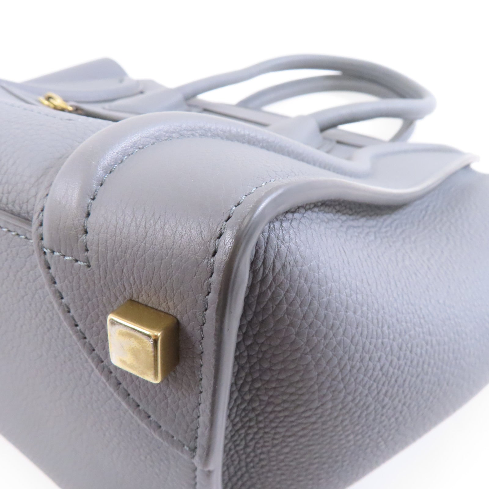 CELINE 牛皮皮革Mirco Luggage金扣手挽袋灰色