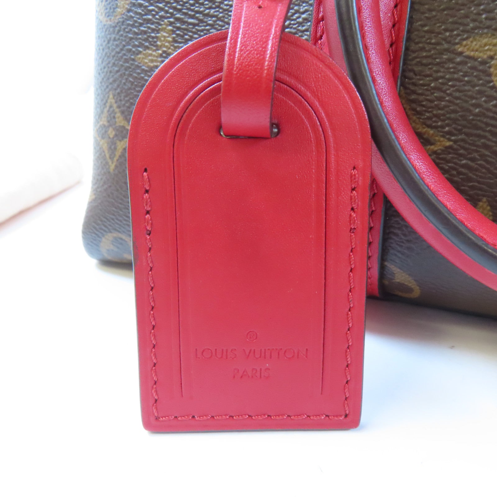 LOUIS VUITTON Monogram Soufflot BB金扣手挽肩背兩用袋啡色/紅色