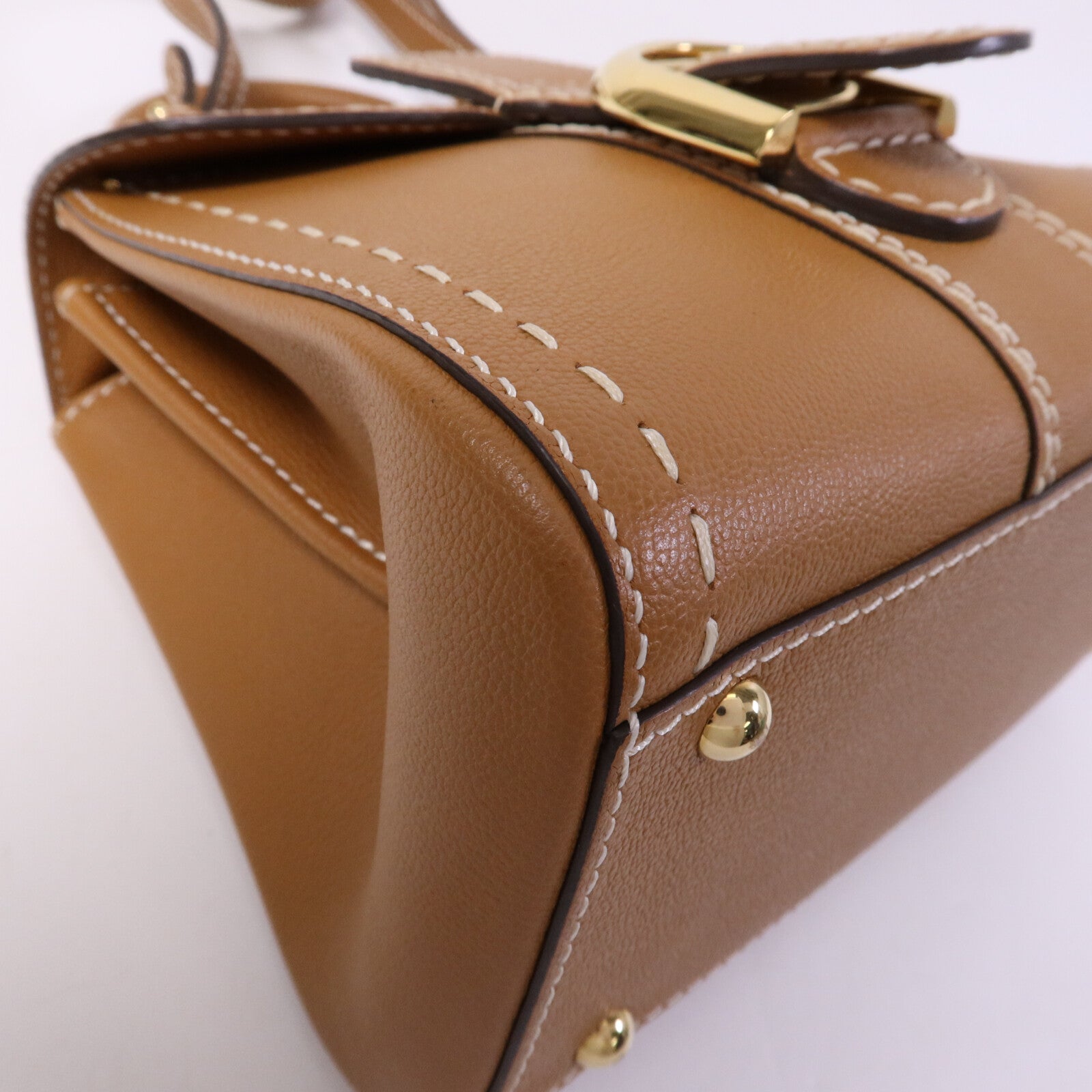 Delvaux 牛皮皮革Mini Brillant金扣手挽肩背兩用袋