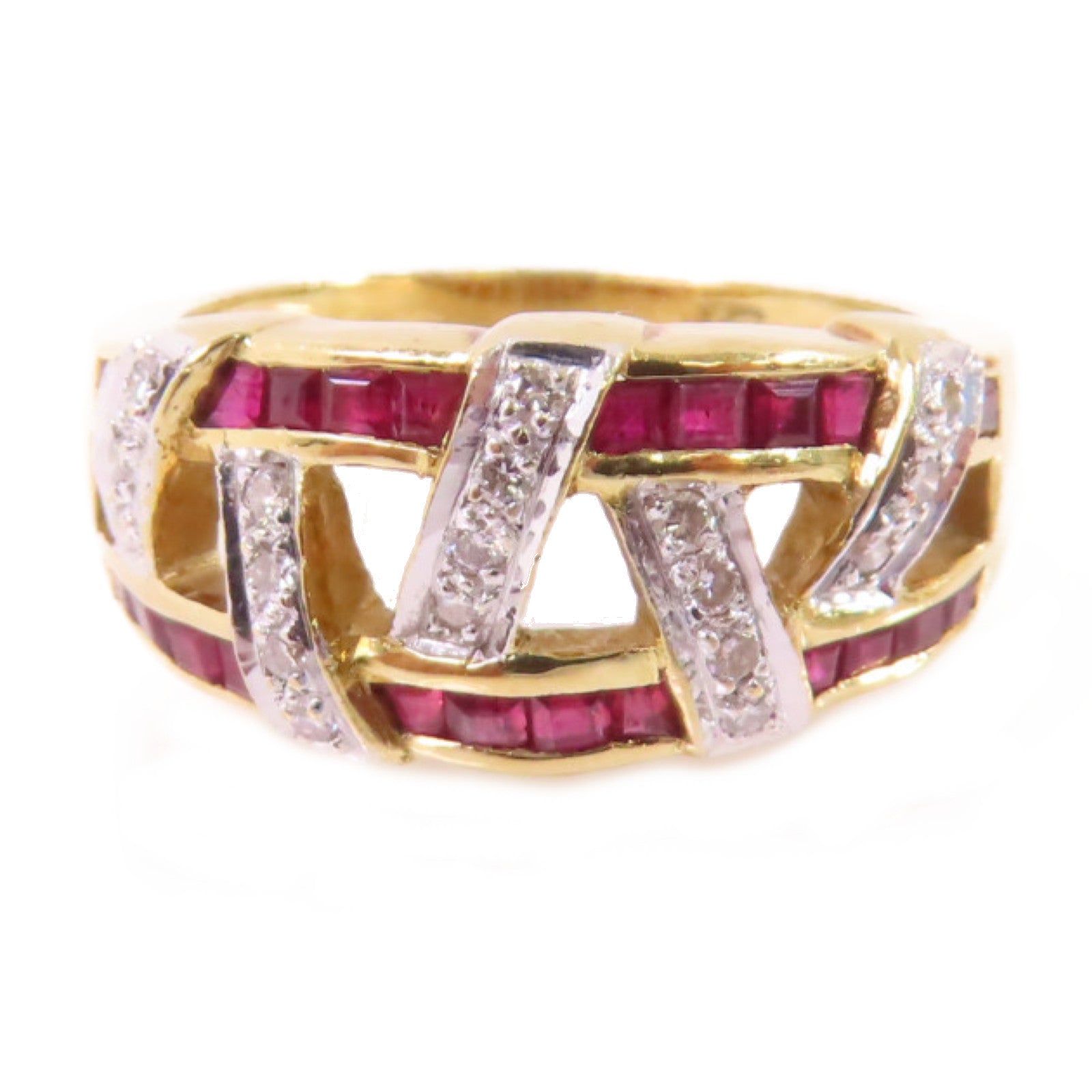 JEWELRY 【激減優惠】18K黃金/紅寶石/鑽石Ruby Diamond Ring戒指US#5.25