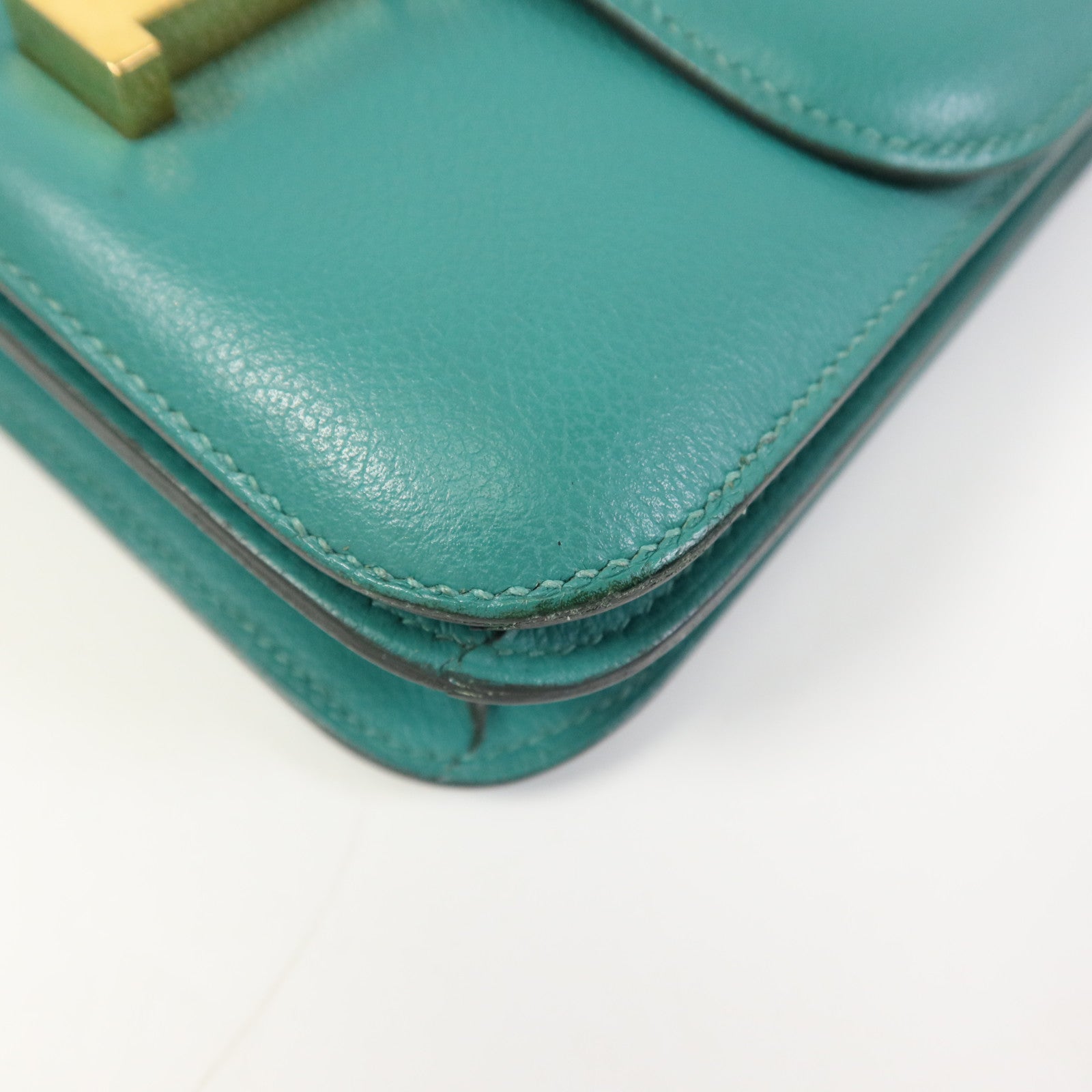 HERMES 【激減優惠】Evercolor皮革Constance Mini金扣肩背袋Vert Vertigo
