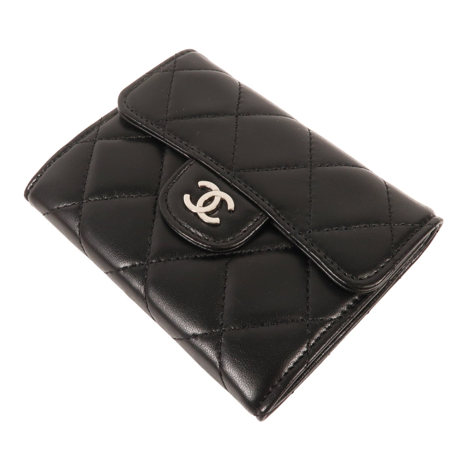 CHANEL 羊皮皮革Card Holder銀扣卡片套