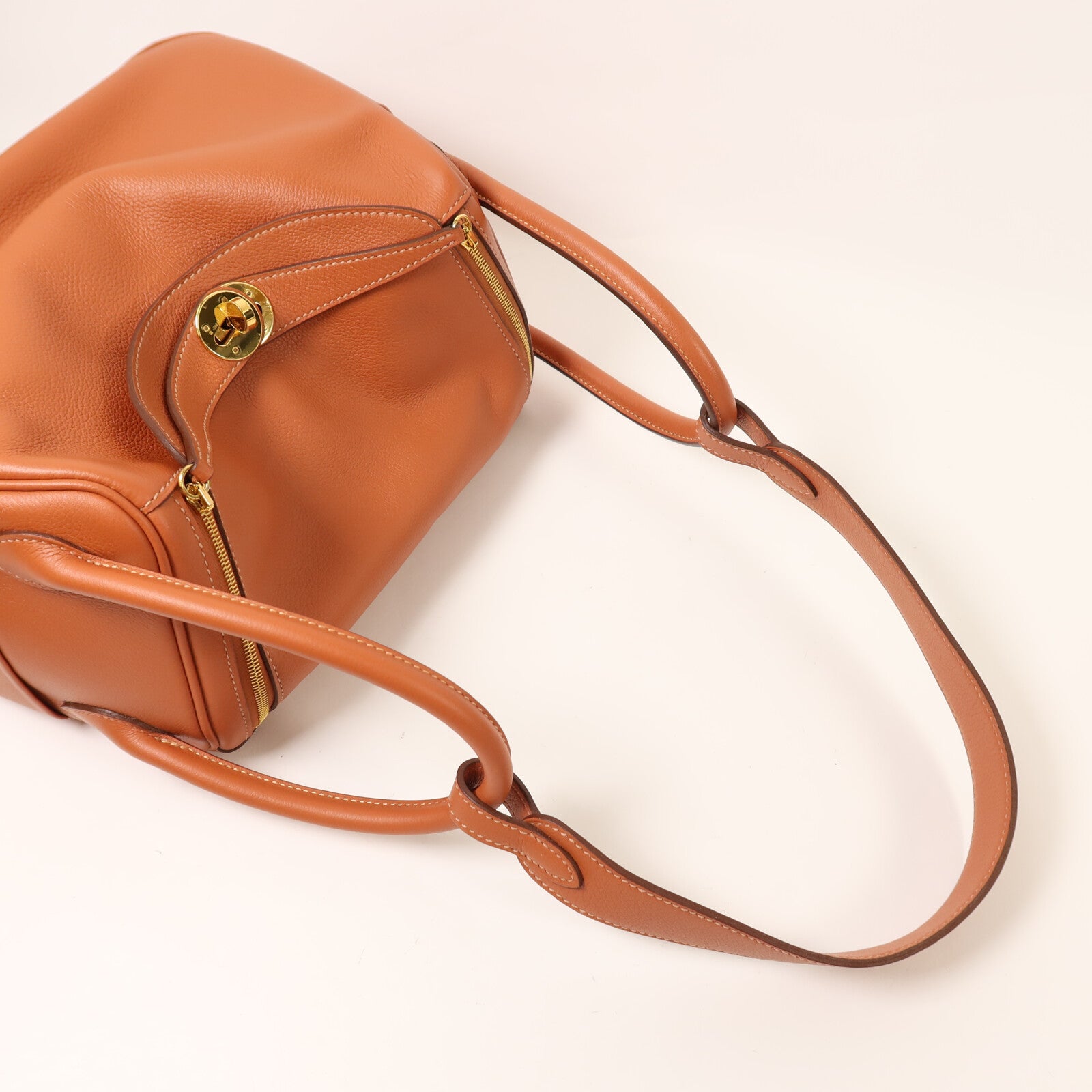 HERMES Evercolor皮革Lindy 26金扣手挽肩背兩用袋Cuivre