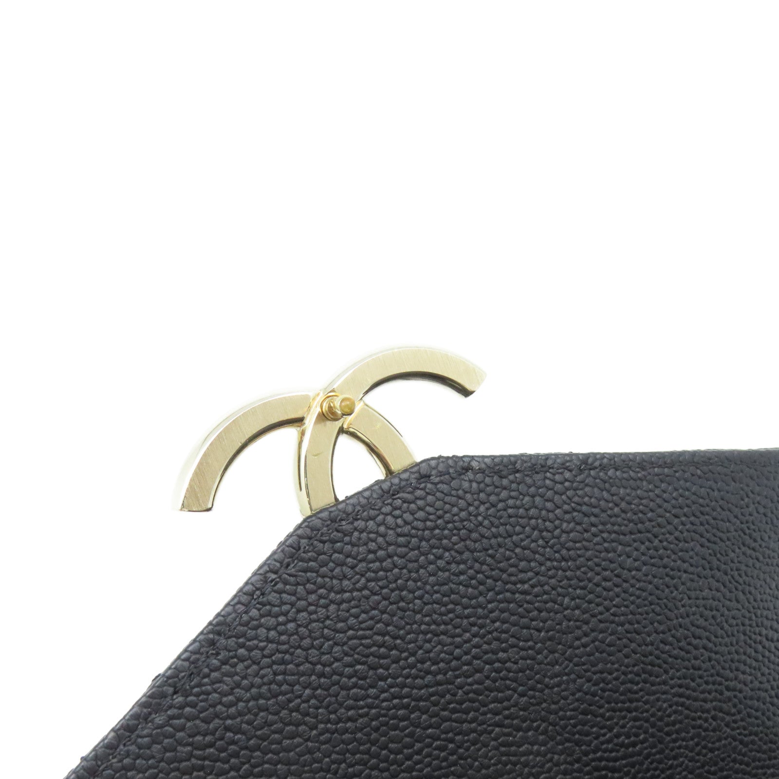 CHANEL 菱格Caviar皮革2Way Shoulder Bag金扣鏈帶手挽肩背兩用袋黑色