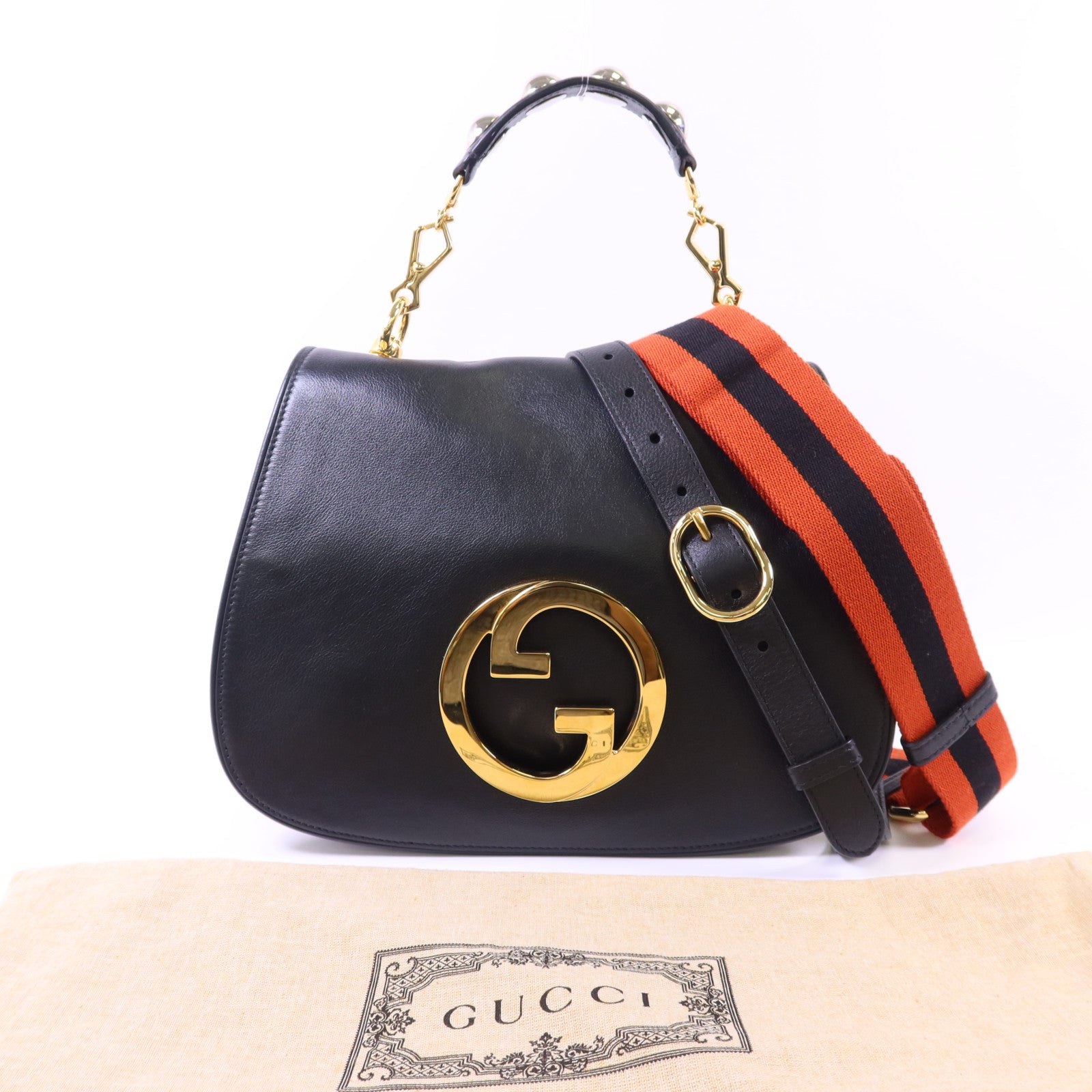 GUCCI 牛皮皮革Blondie金扣手挽肩背兩用袋