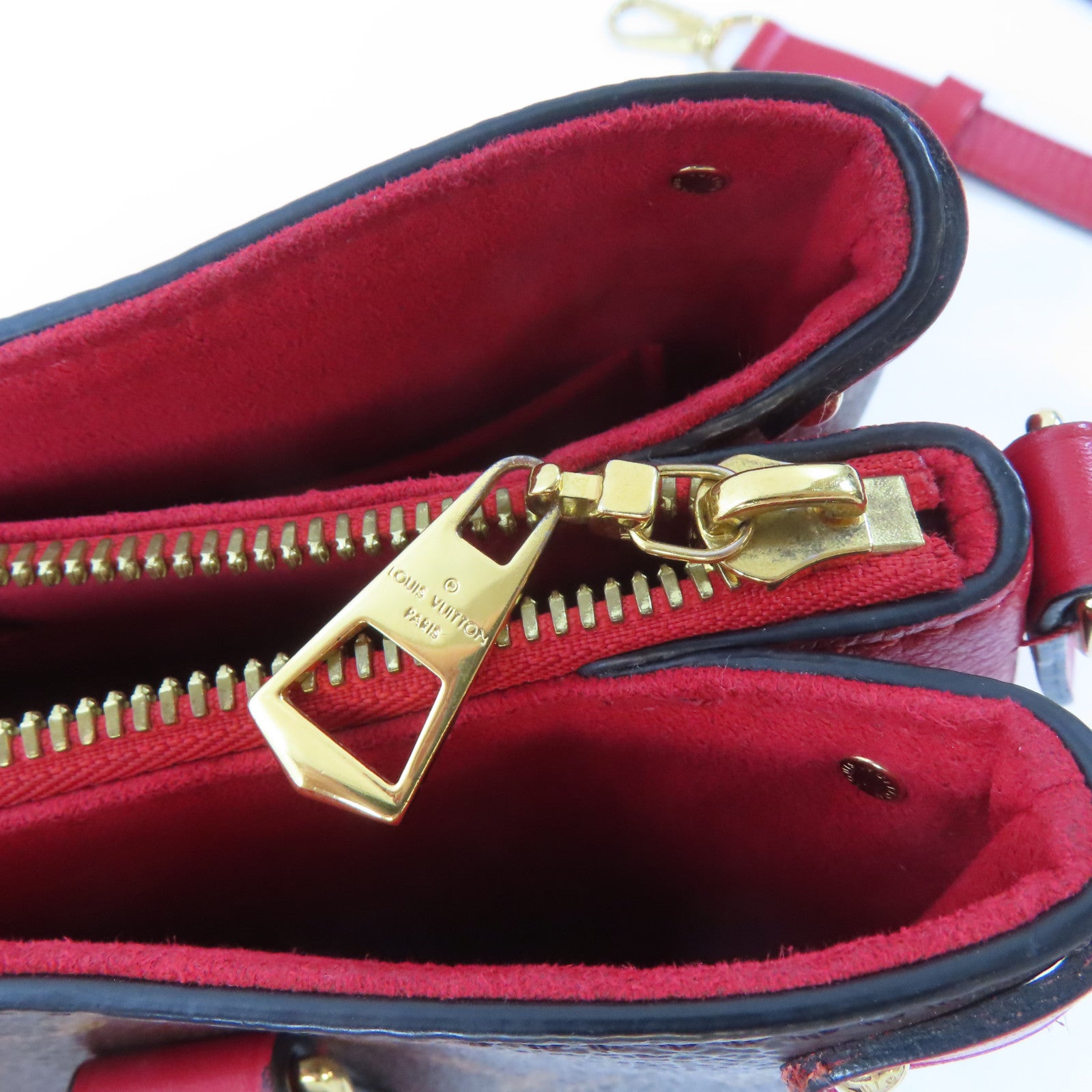 LOUIS VUITTON Monogram Soufflot BB金扣手挽肩背兩用袋啡色/紅色