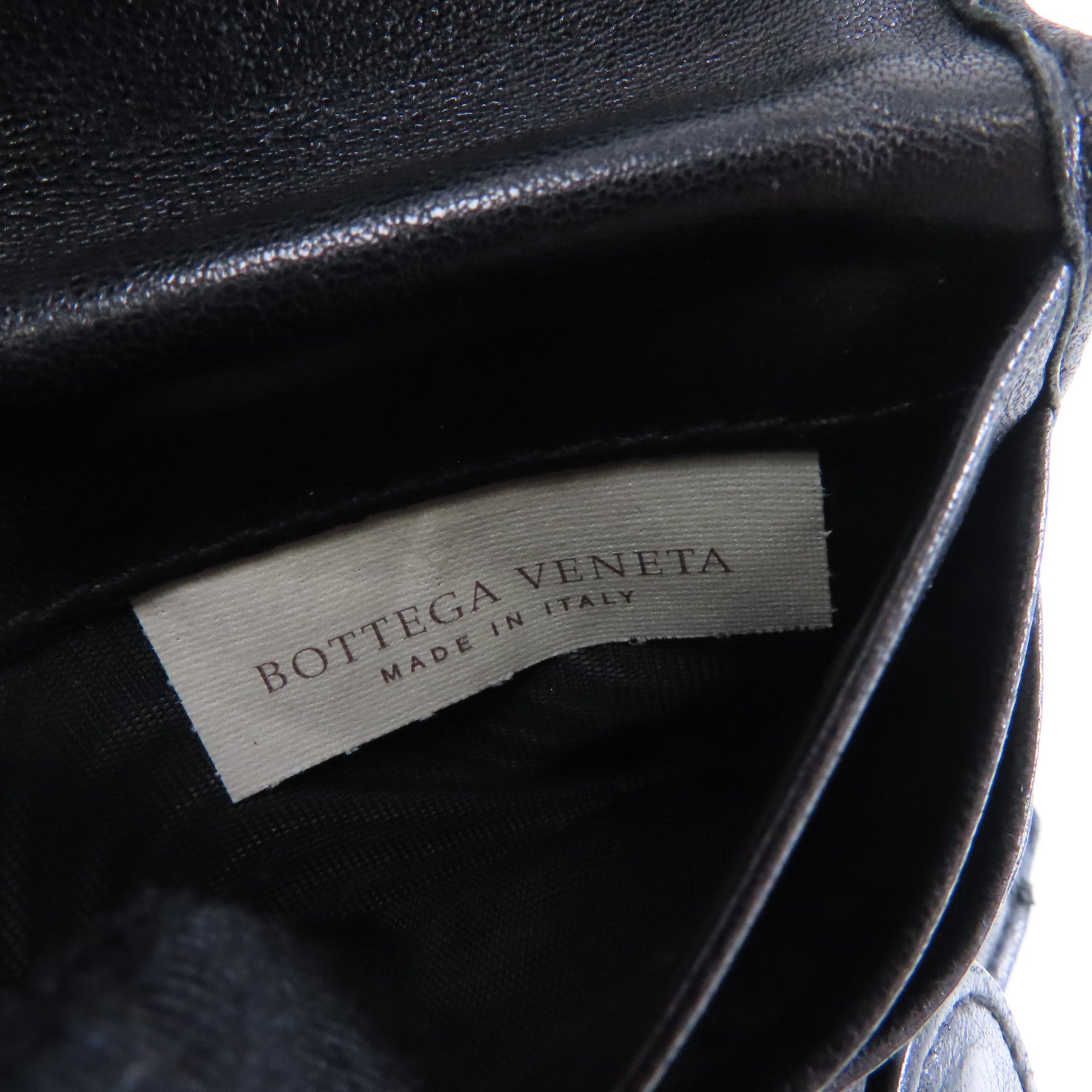 BOTTEGA VENETA 織紋皮革Bifold Wallet金扣錢包黑色