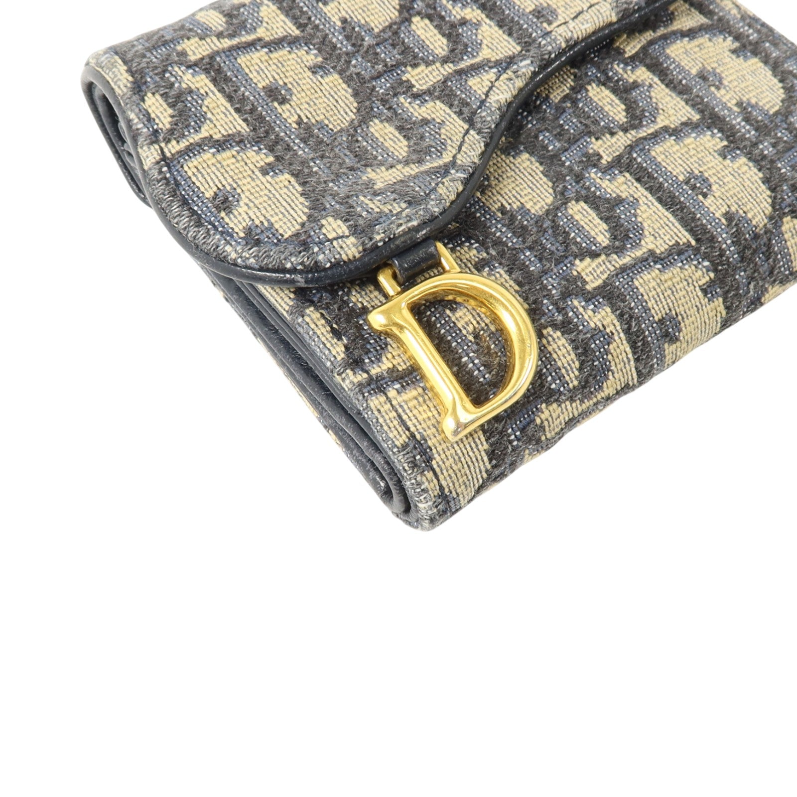 Dior Oblique帆布Saddle Lotus Wallet金扣錢包