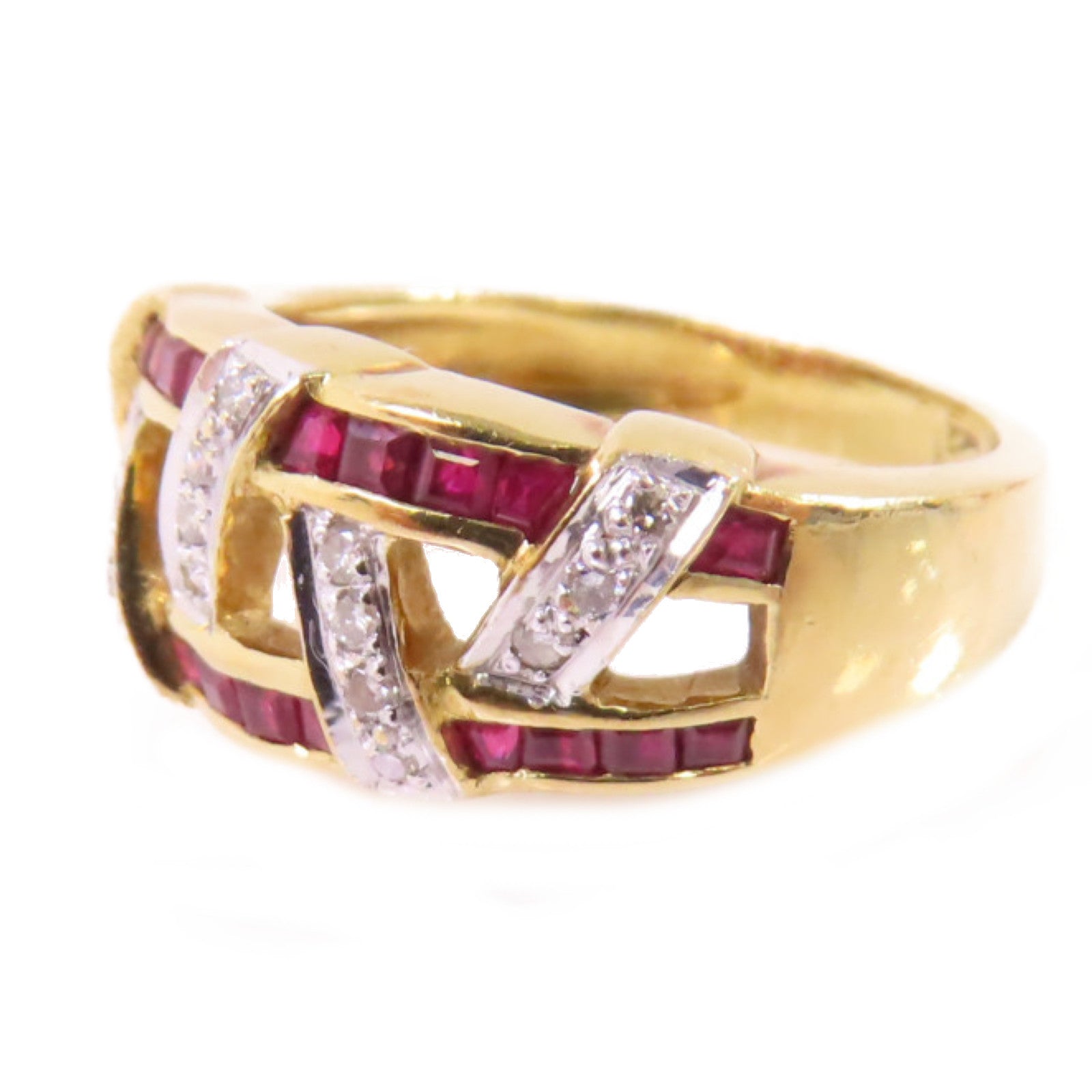 JEWELRY 【激減優惠】18K黃金/紅寶石/鑽石Ruby Diamond Ring戒指US#5.25