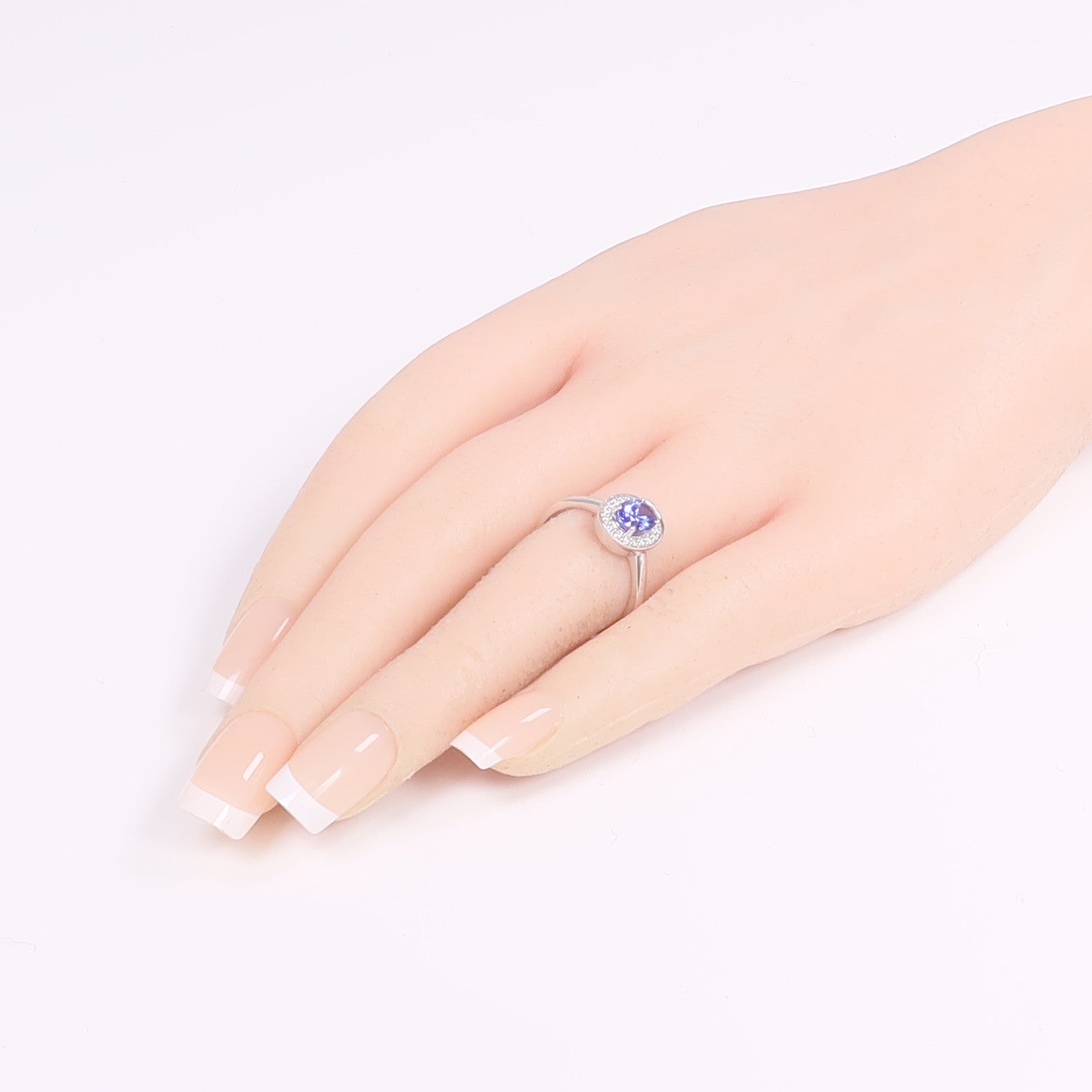 JEWELRY 18K白金Tanzanite Diamond Ring坦桑石/鑽石戒指US#7