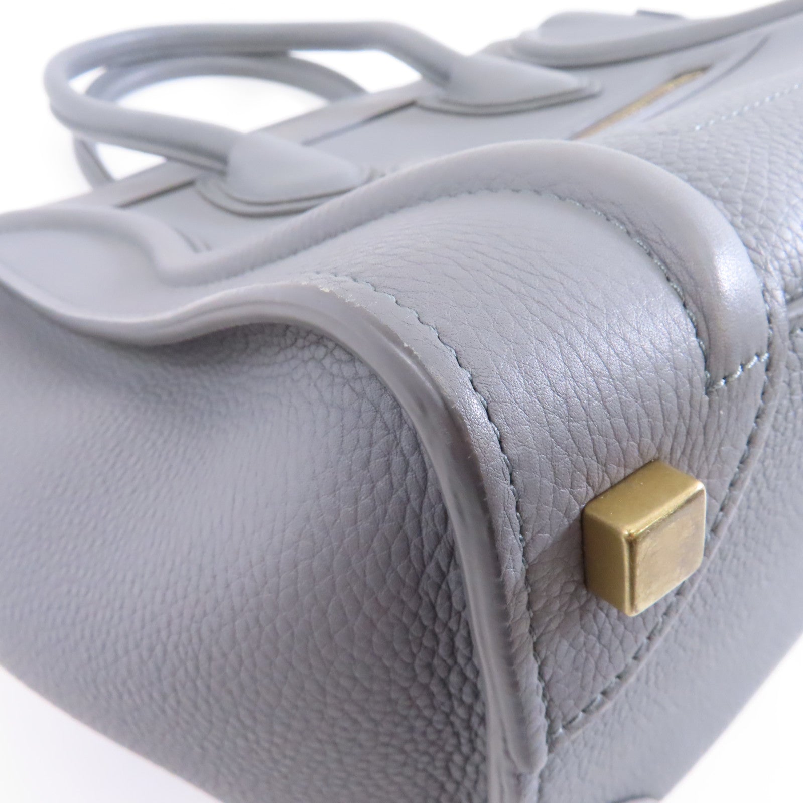 CELINE 牛皮皮革Mirco Luggage金扣手挽袋灰色