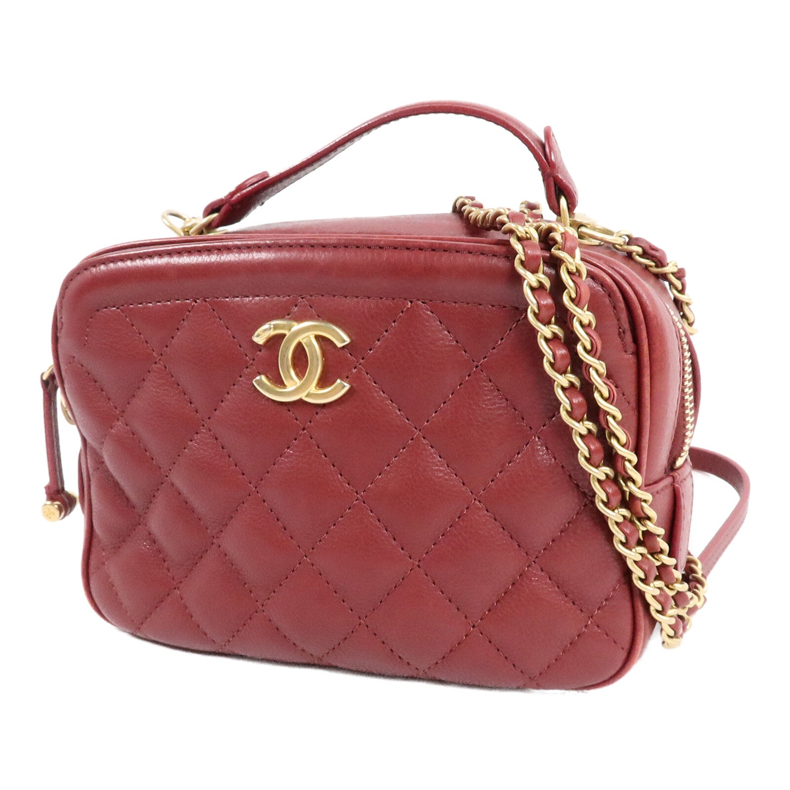 CHANEL 羊皮皮革Cosmetic Vanity Case手挽肩背兩用袋