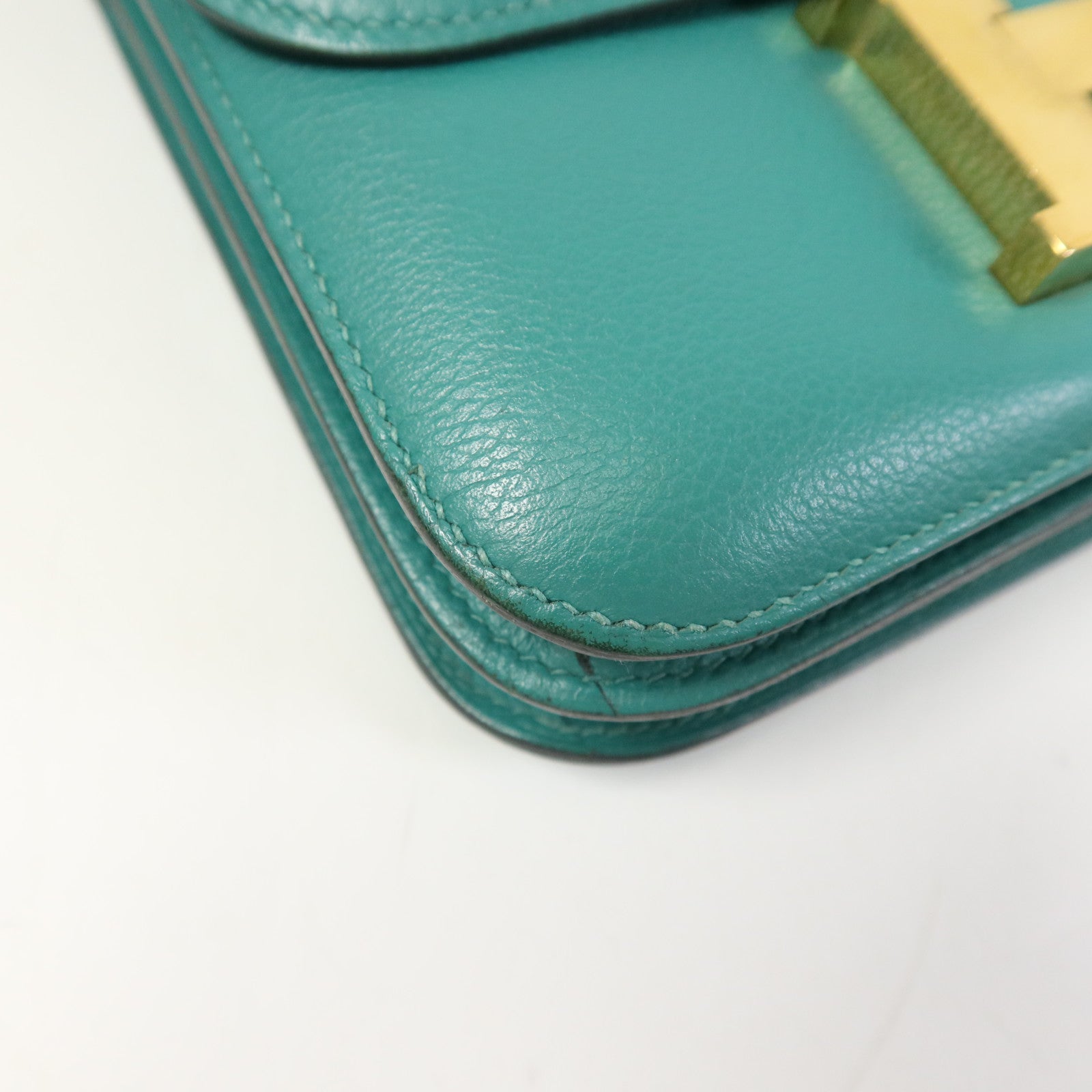 HERMES 【激減優惠】Evercolor皮革Constance Mini金扣肩背袋Vert Vertigo