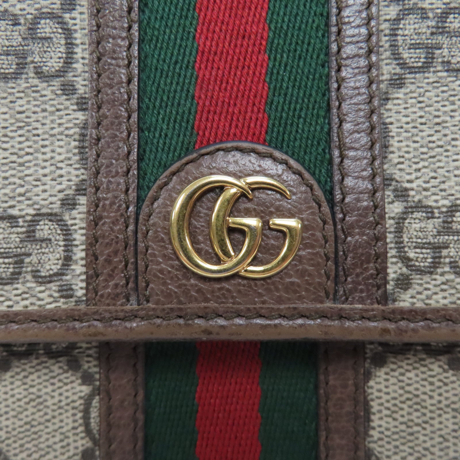 GUCCI 【激減優惠】塗層帆布Shoulder Bag金扣肩背袋啡色