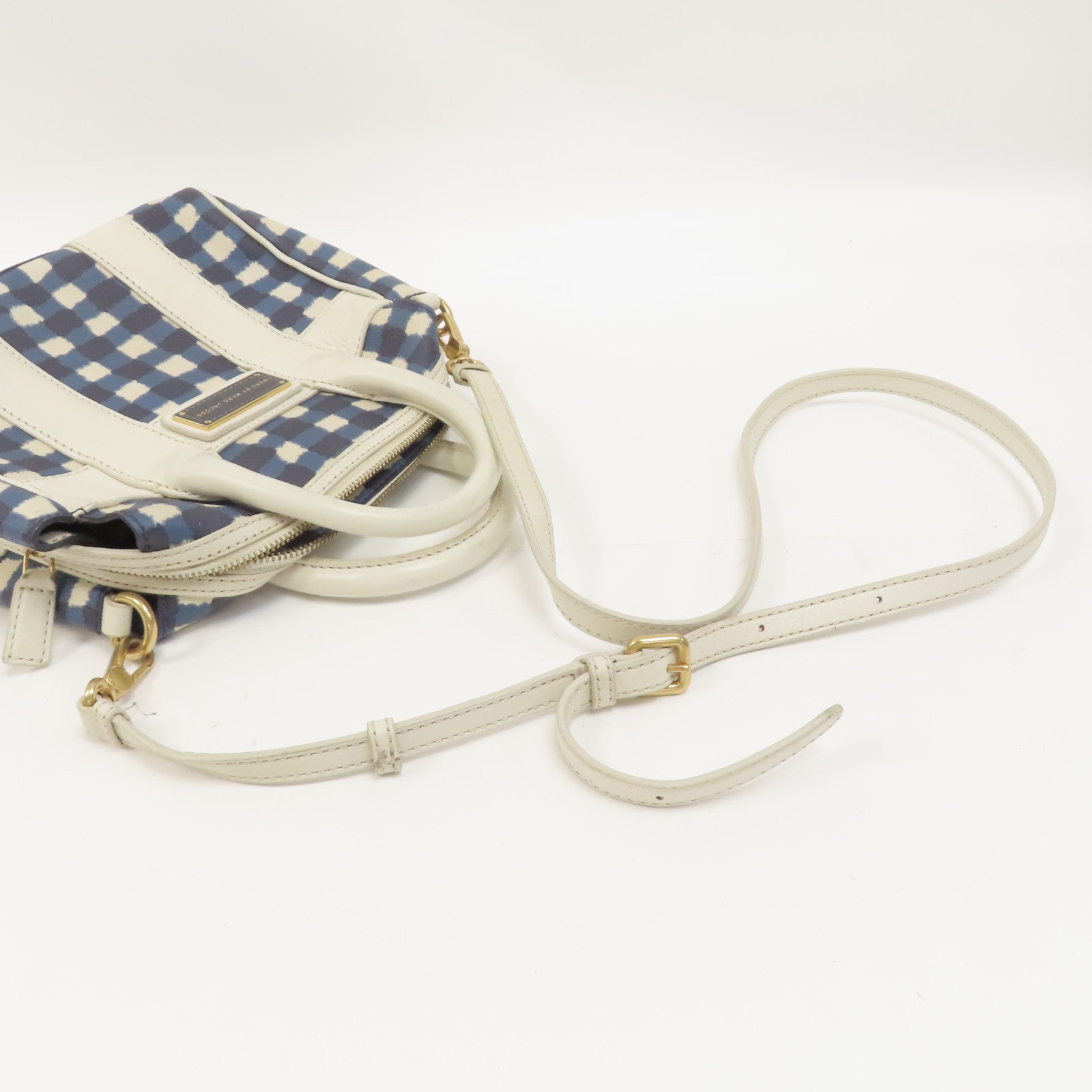 MARC BY MARC JACOBS (PRICE DOWN) GHW Chain Shoulder Bag 2Way Calfskin Leather Blue/White