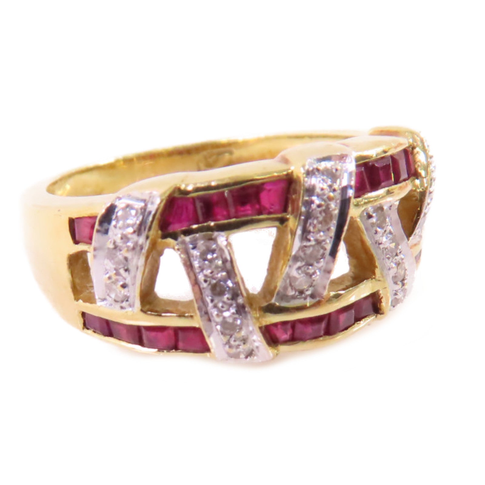 JEWELRY 【激減優惠】18K黃金/紅寶石/鑽石Ruby Diamond Ring戒指US#5.25