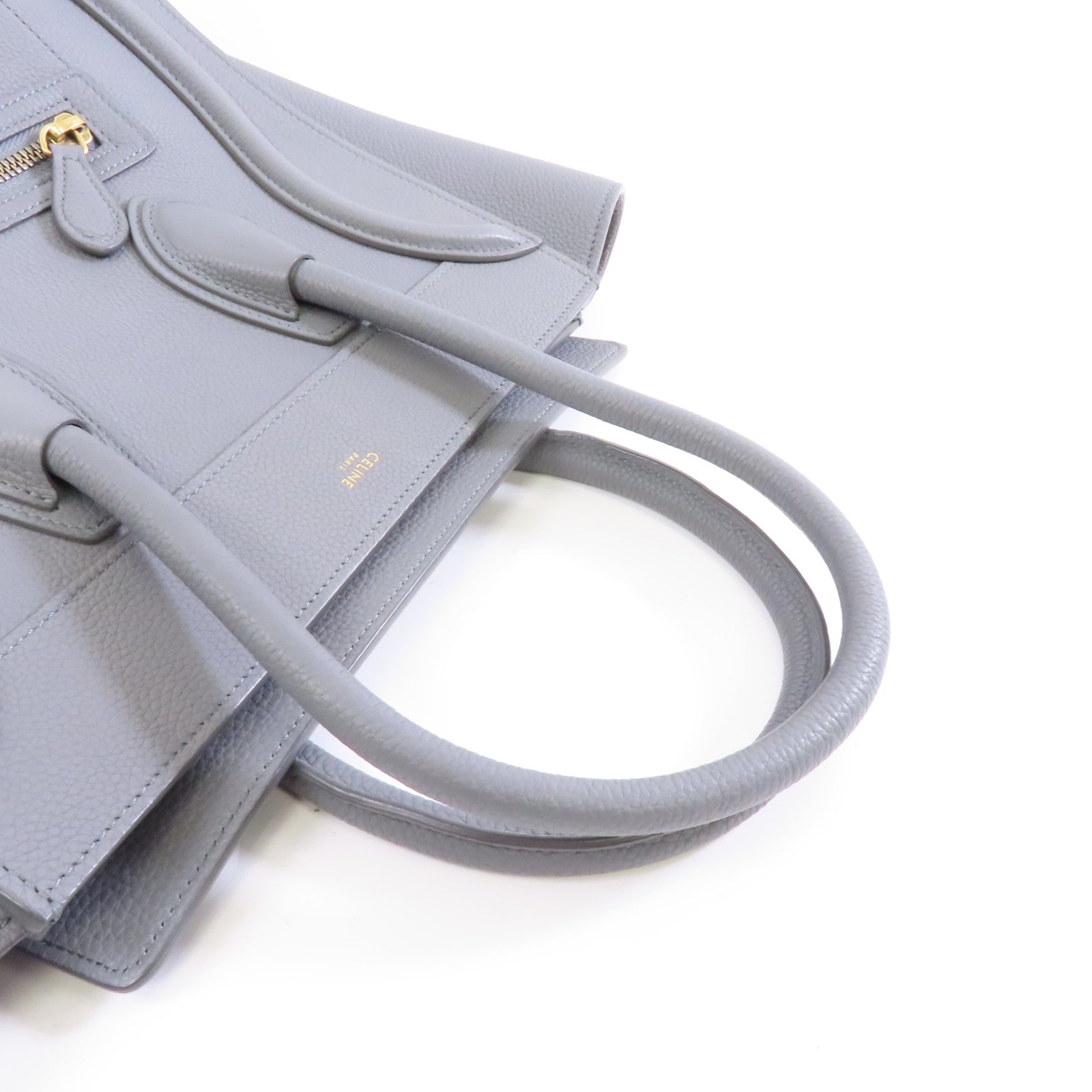 CELINE 牛皮皮革Mirco Luggage金扣手挽袋灰色