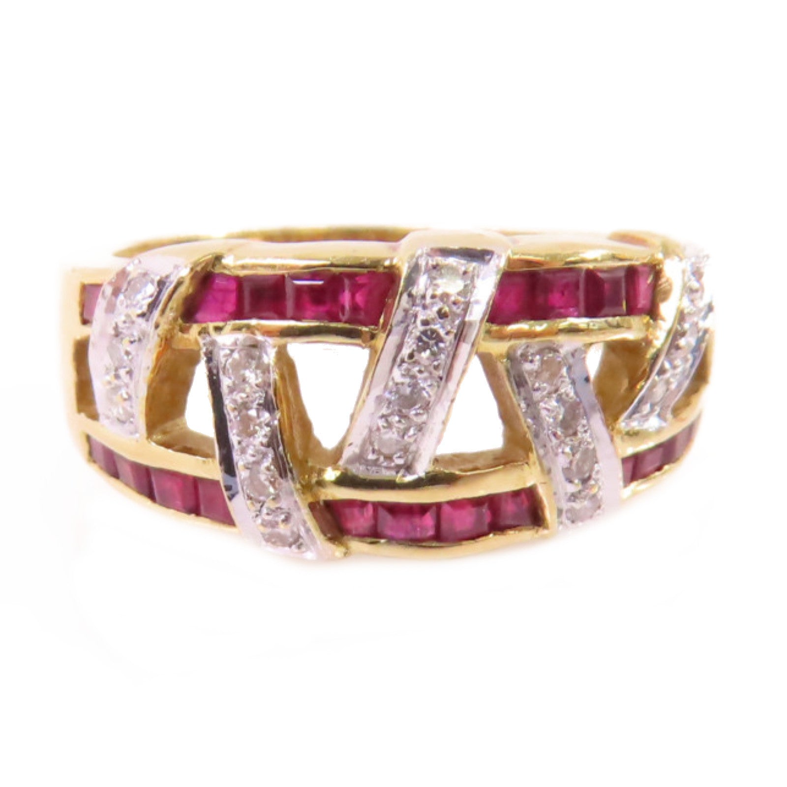 JEWELRY 【激減優惠】18K黃金/紅寶石/鑽石Ruby Diamond Ring戒指US#5.25