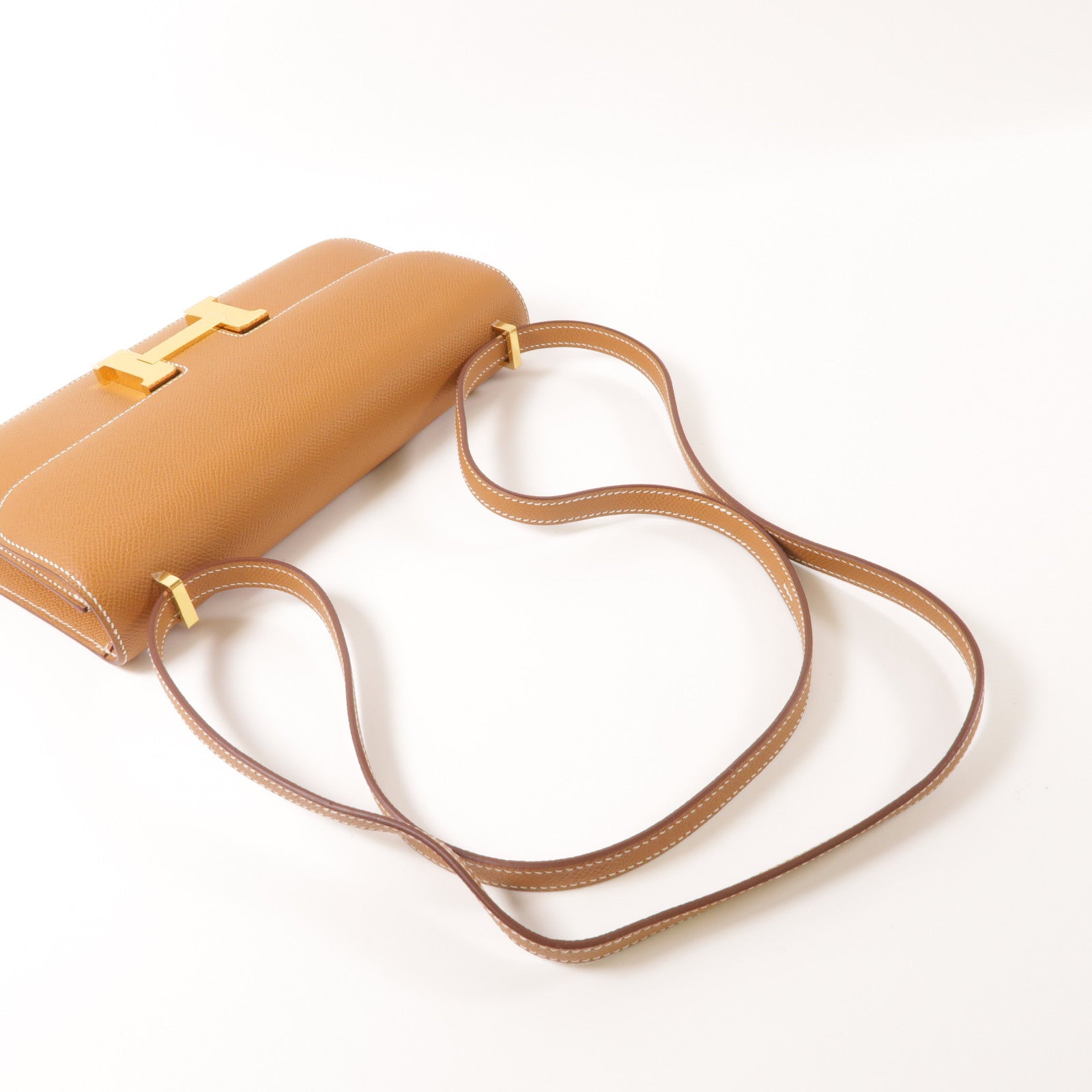 HERMES Epsom皮革Constance Elan肩背袋Gold
