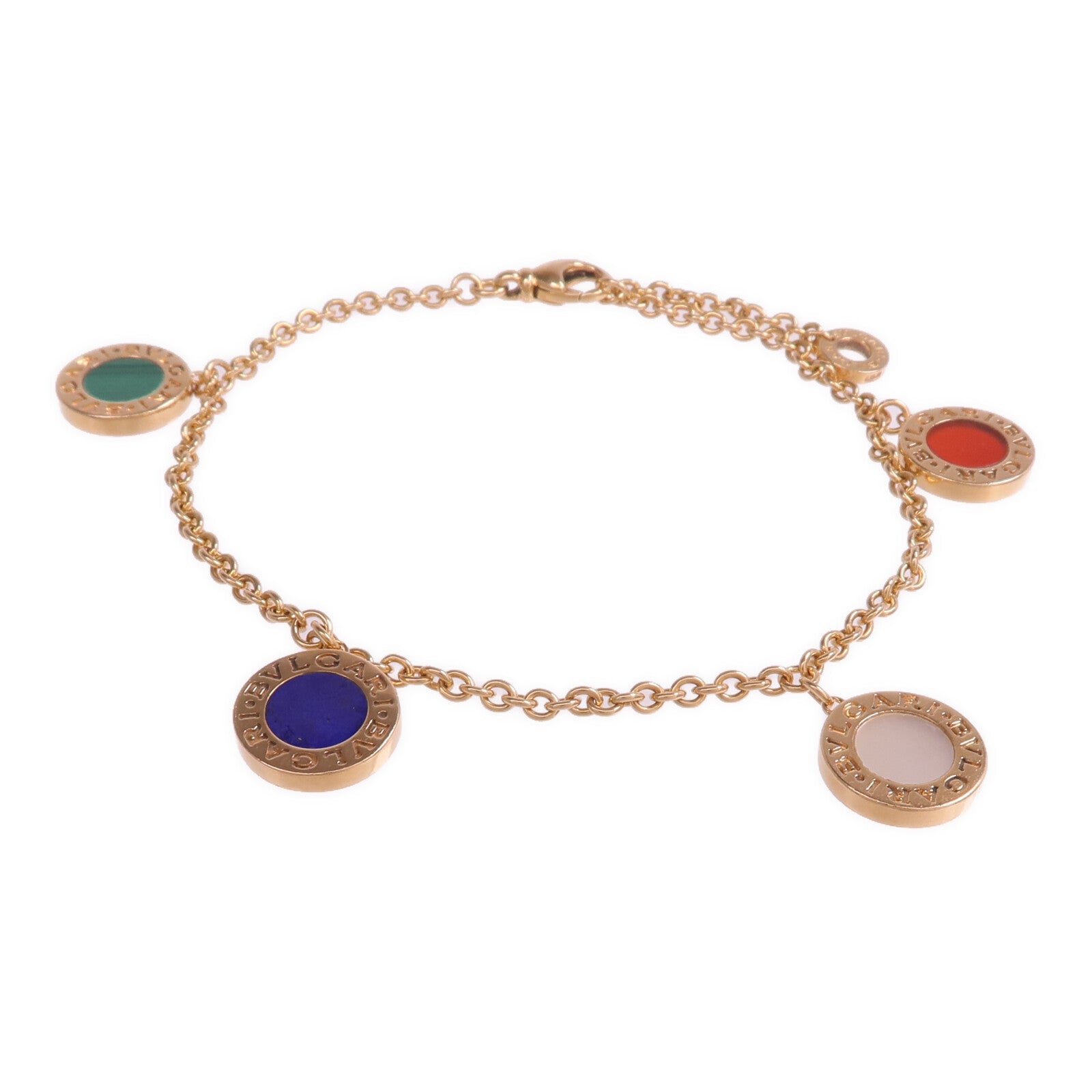 BVLGARI 18K玫瑰金Bvlgari Bracelet紅玉髓/孔雀石/青金石/珍珠母貝手鏈